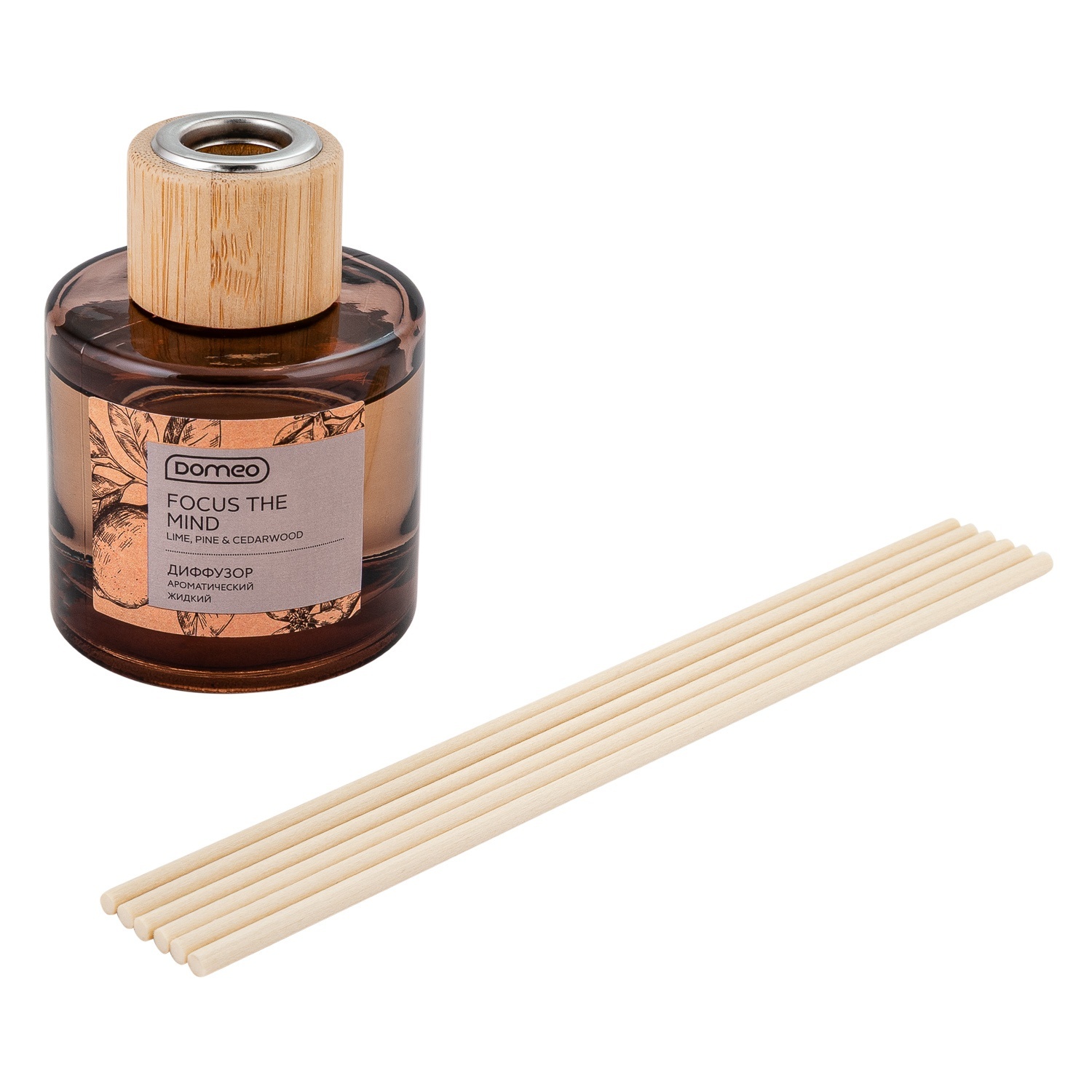 Диффузор ароматизированный DOMEO Lime, Pine & Cedarwood 100 мл 6 палочек