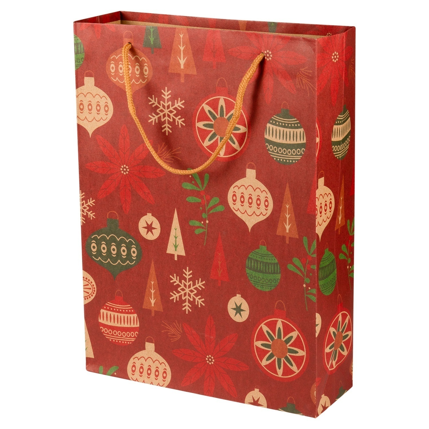 Пакет подарочный крафт Selecta Christmas 24x33x8 см цвет в ассортименте