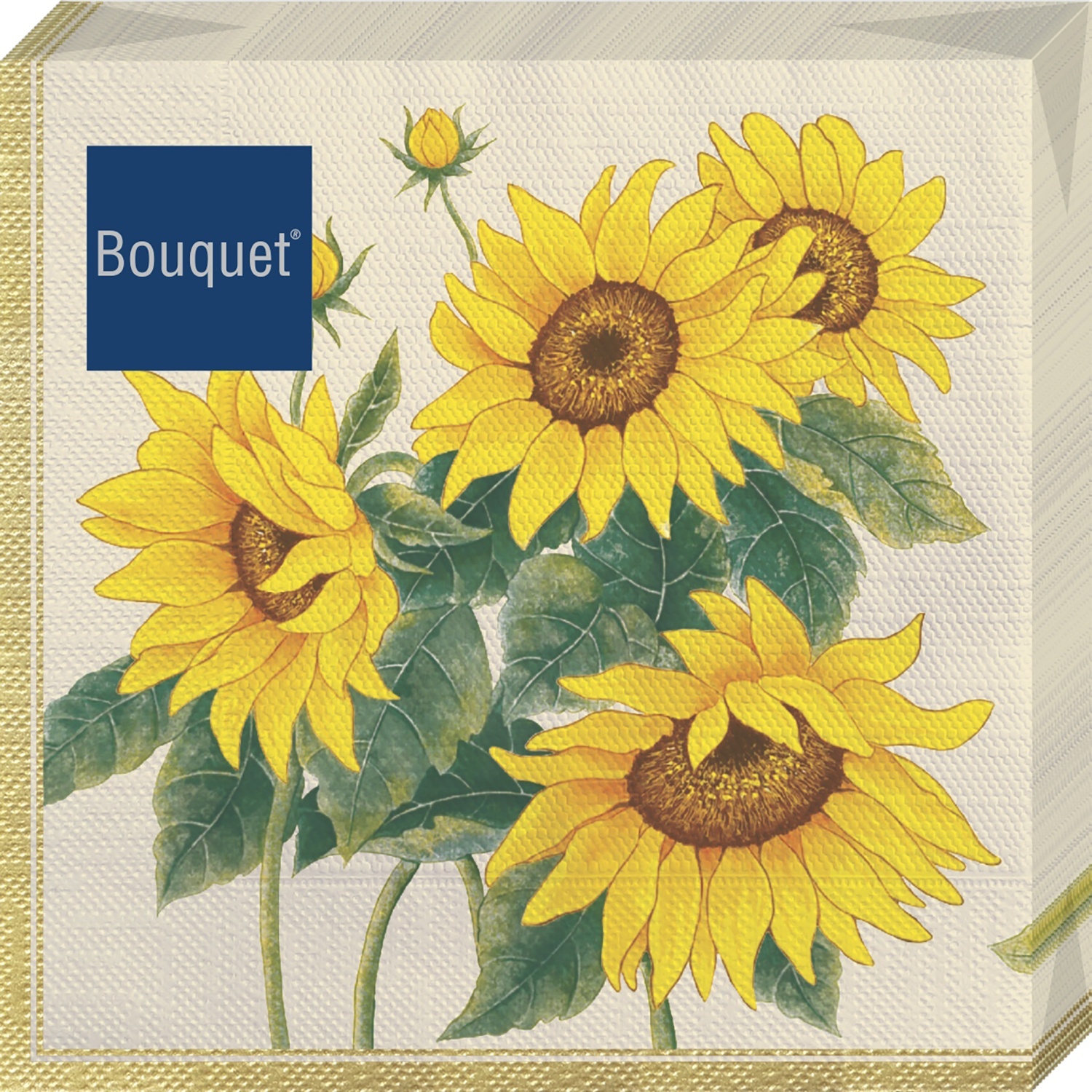 Салфетки бумажные Bouquet «Подсолнухи в золотой рамке» 20 шт.