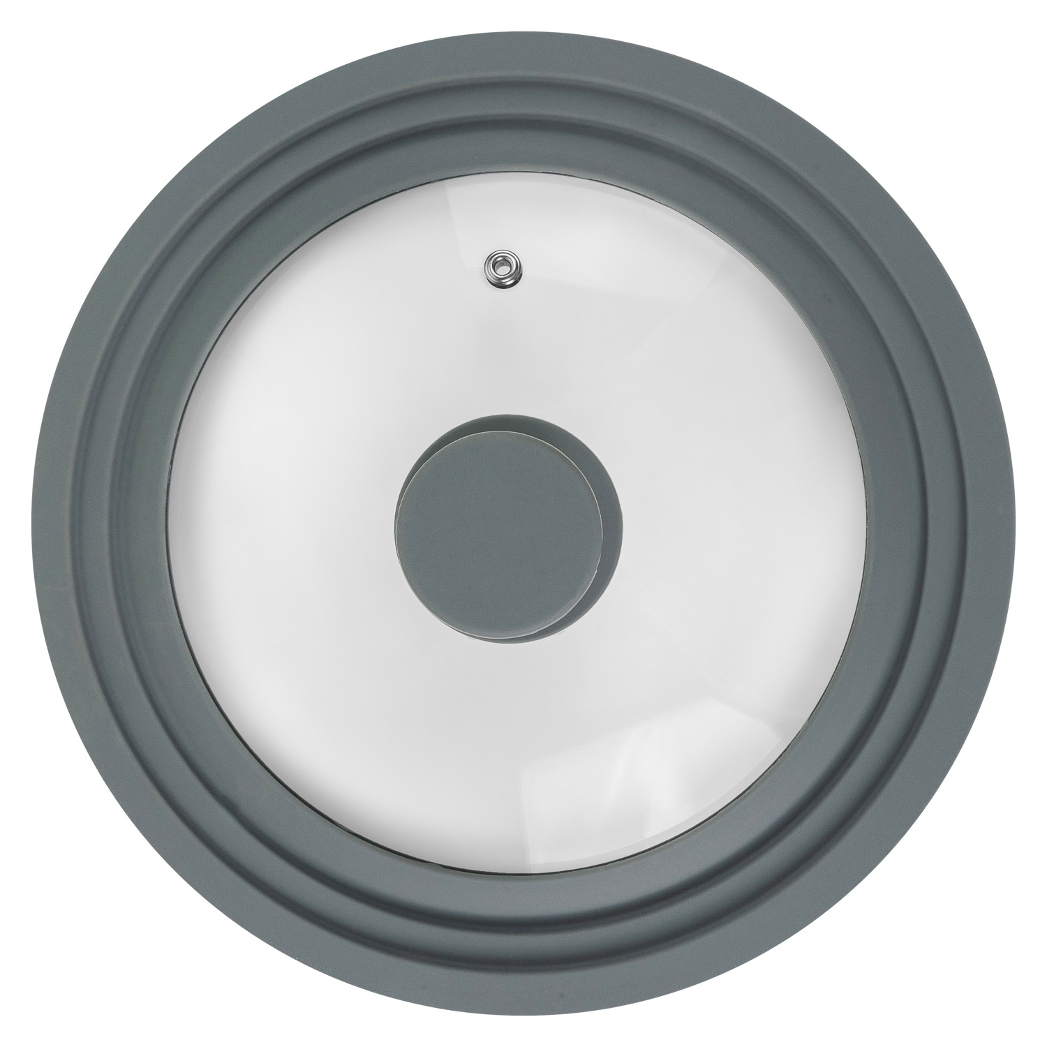 Крышка универсальная DOMEO Cosmos 20-24 см с силиконовым ободом серого цвета