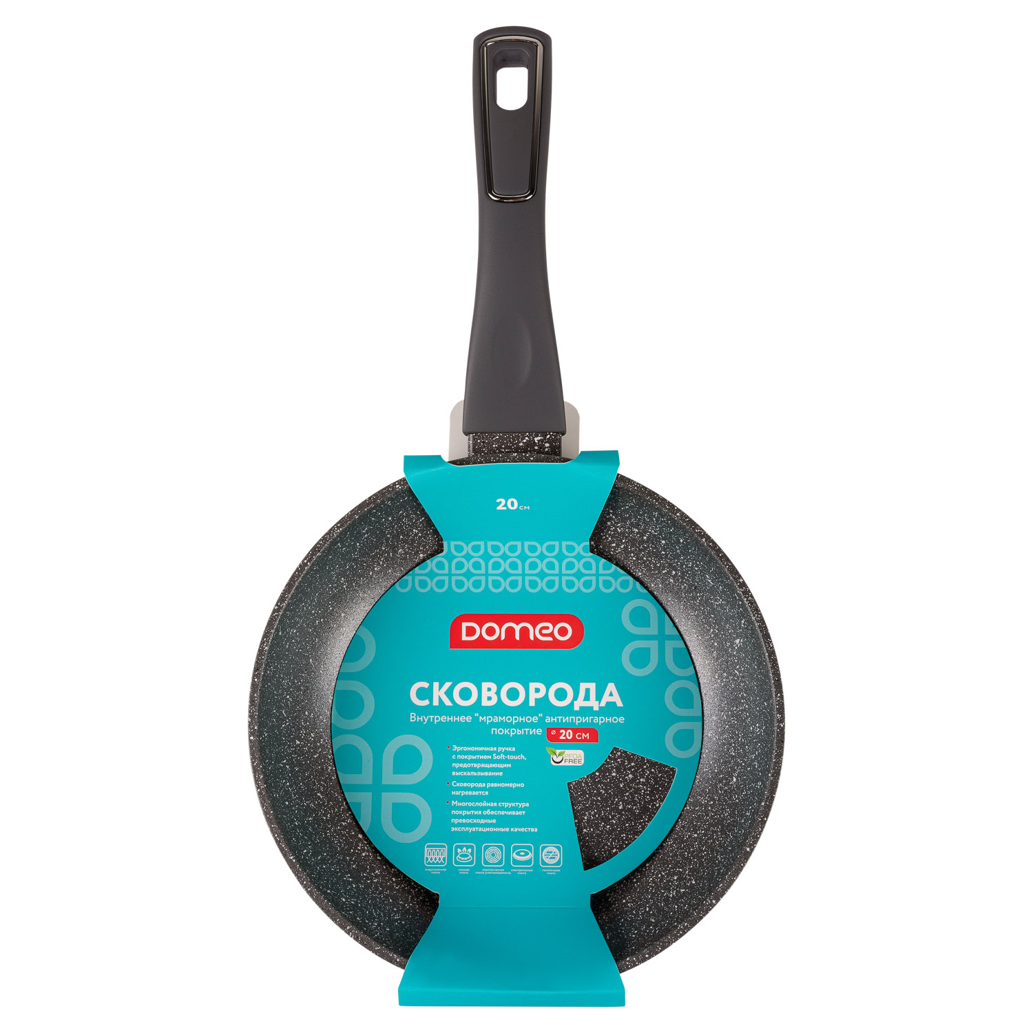 Сковорода DOMEO «Серый мрамор» 20 см