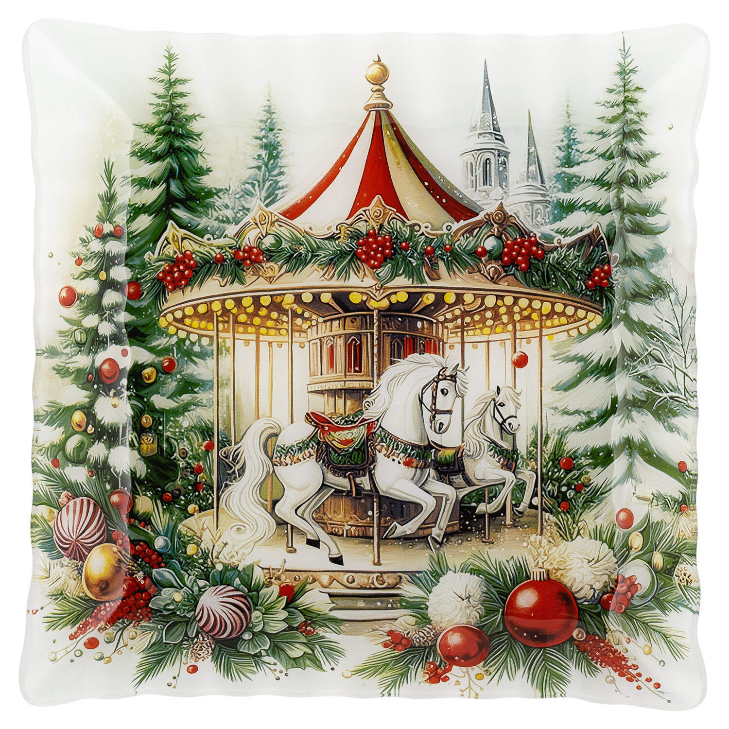 Блюдо сервировочное Selecta Christmas "Снежная карусель" 30х30см