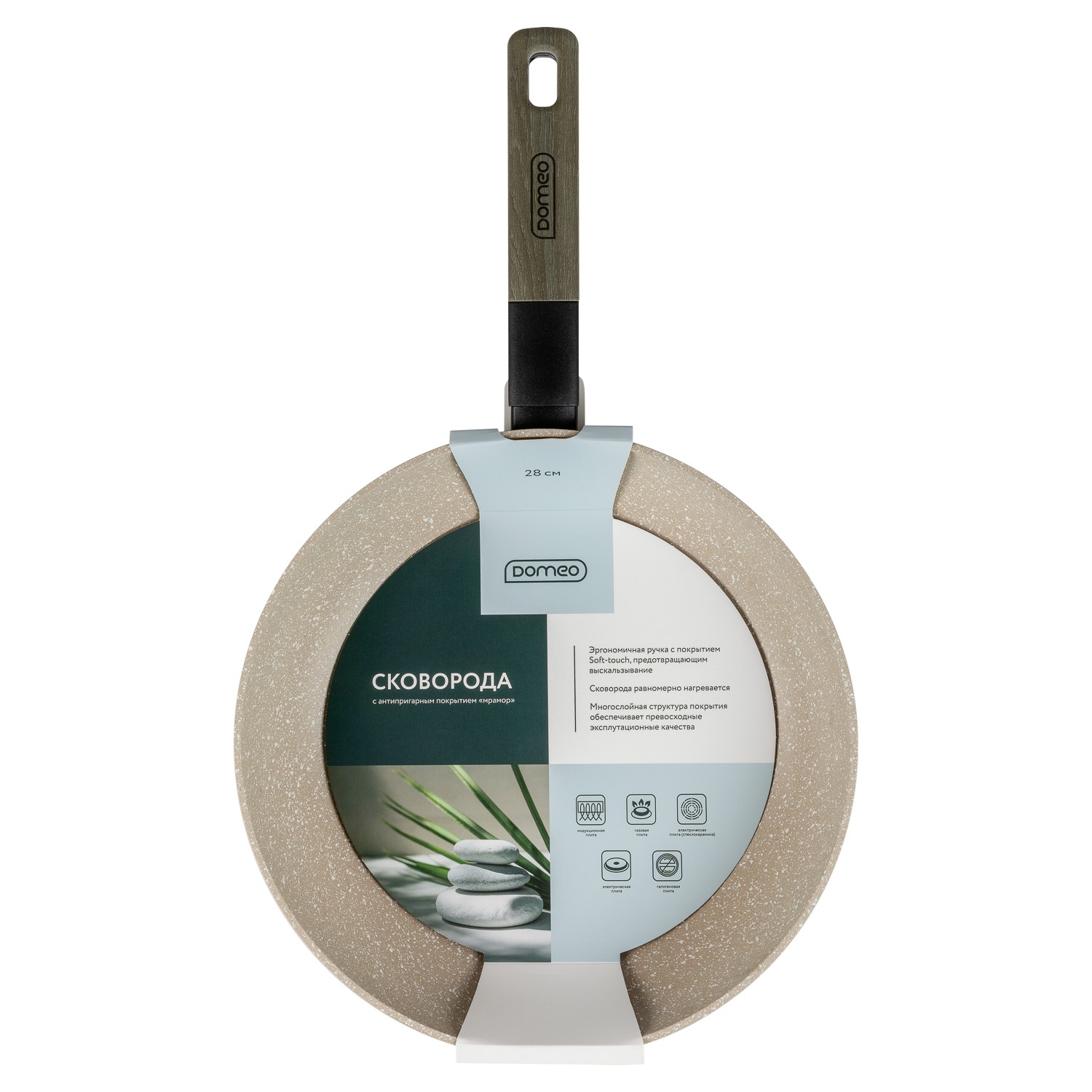 Сковорода DOMEO Lotusl marble 28 см с мраморным покрытием