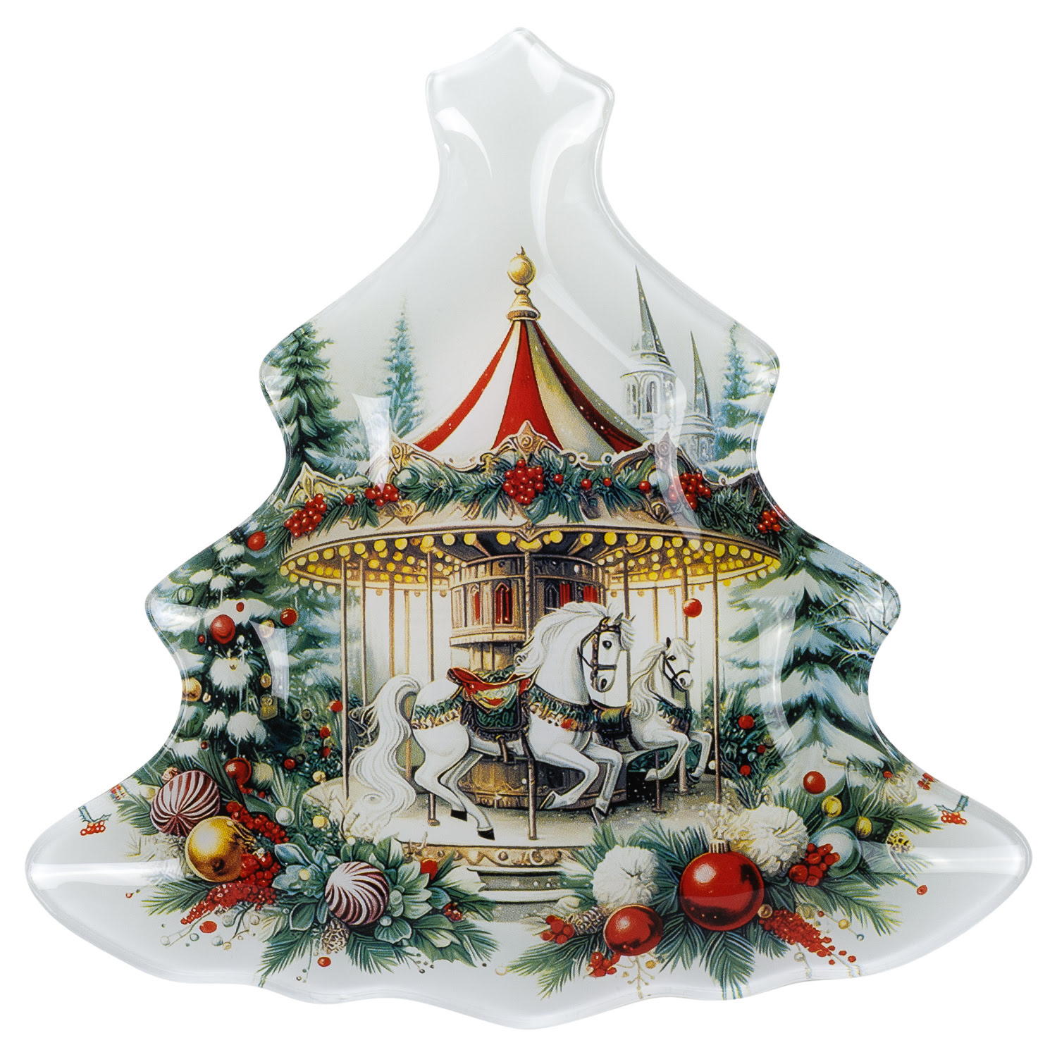 Блюдо  Ёлочка  Selecta Christmas "Снежная карусель" 20,5х20,8 см