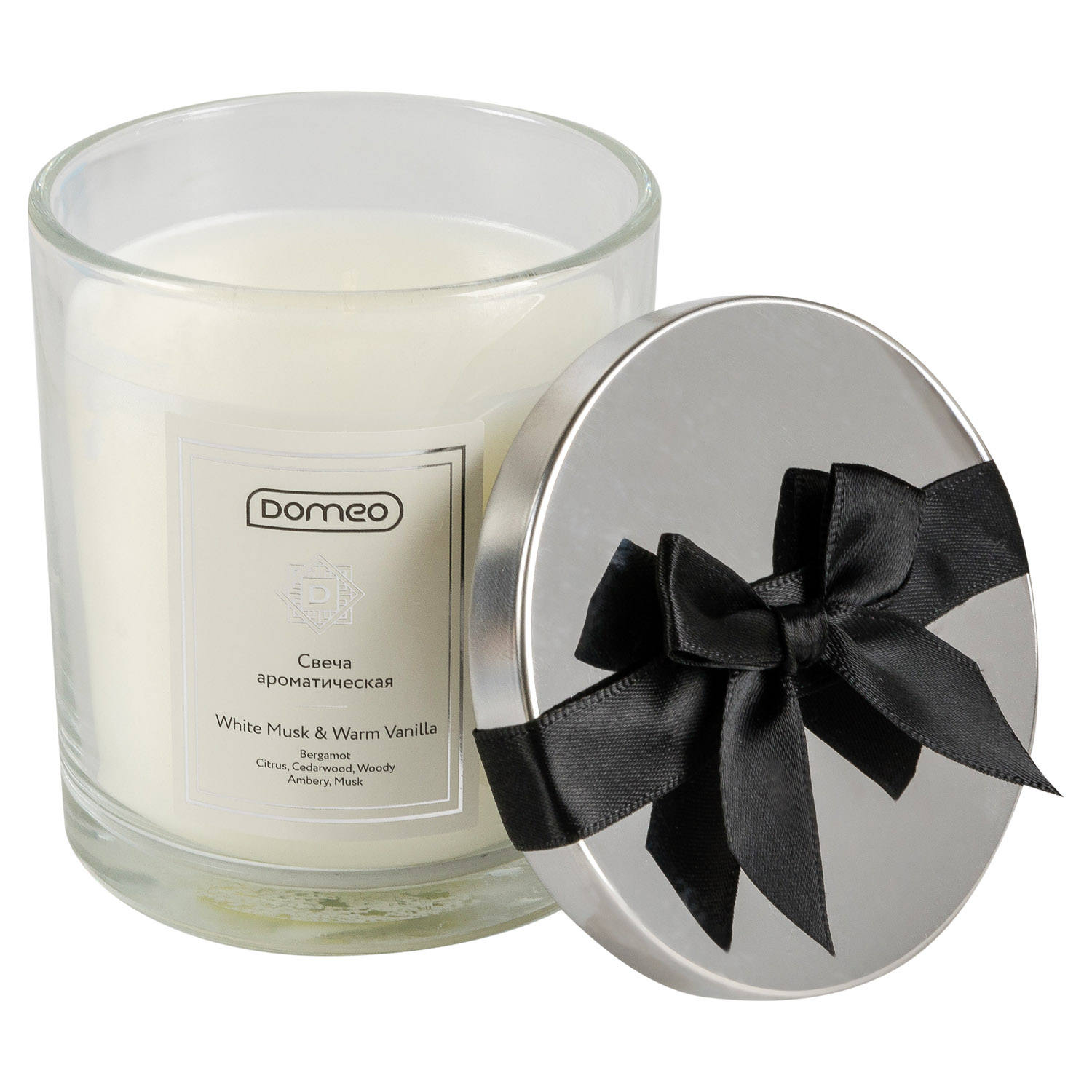 Свеча ароматизированная в банке DOMEO White Musk & Warm Vanilla 8x9 см