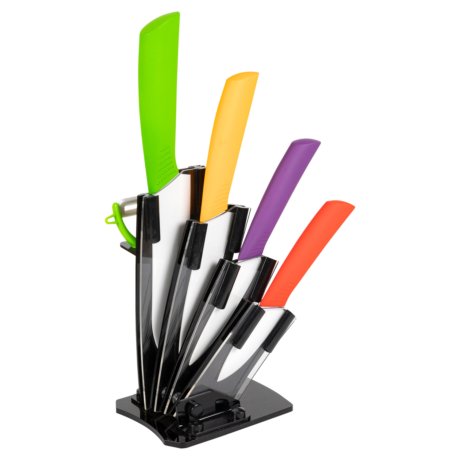 Набор ножей DOMEO Сeramics 4 шт. и овощечистка на подставке