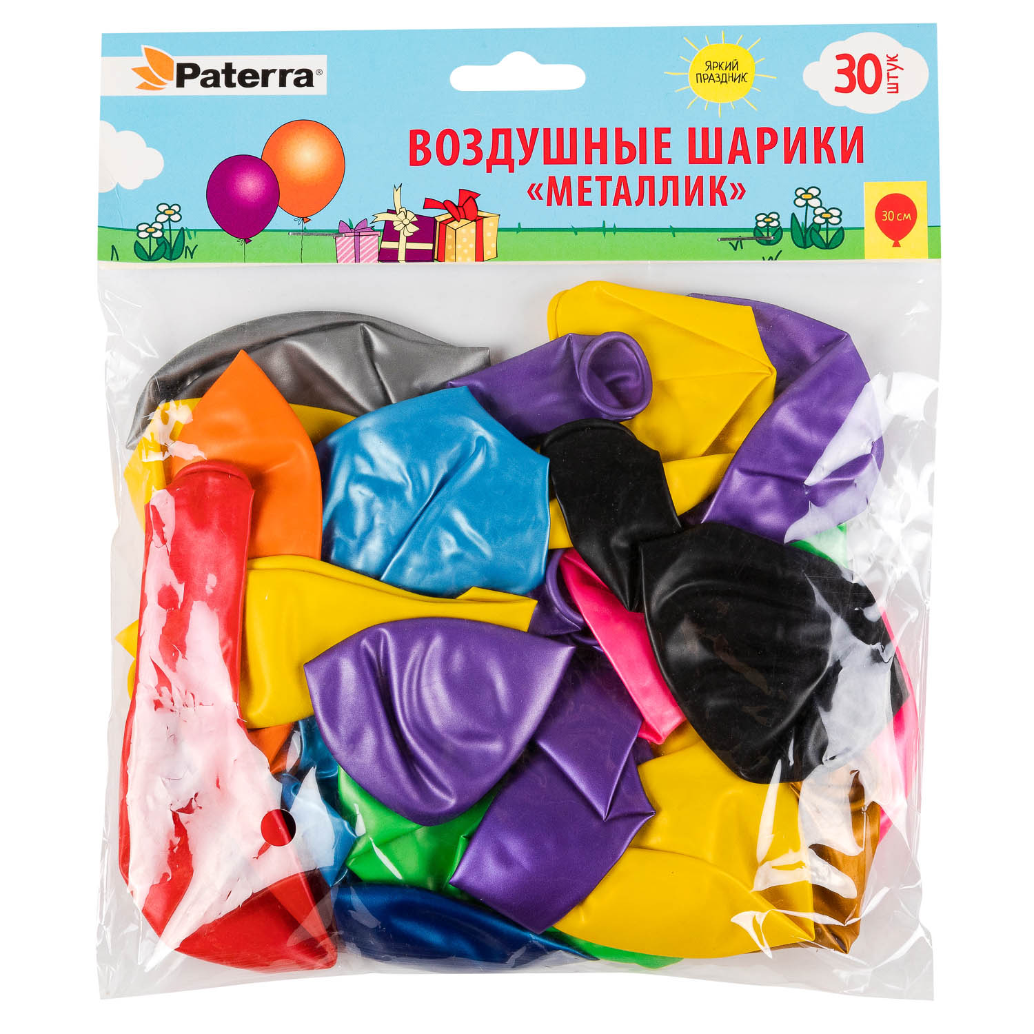 Воздушные шарики Paterra «Металлик» 30 шт. 30 см цвет в ассортименте