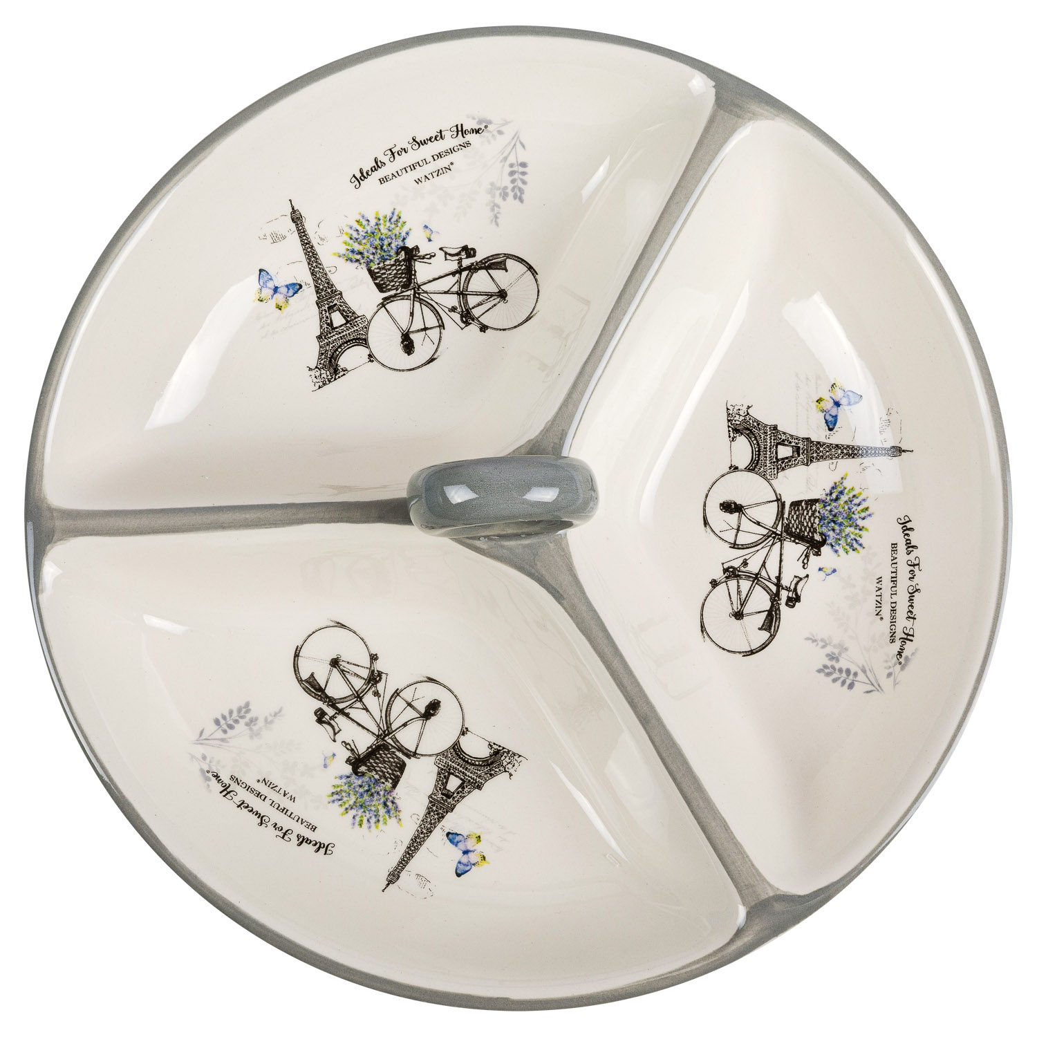 Менажница керамическая DOMEO «Париж» 22 см на три секции