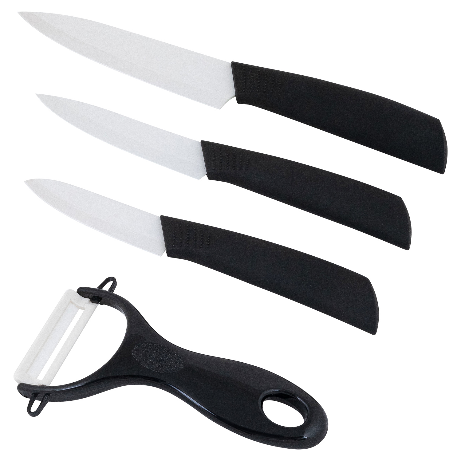 Набор ножей DOMEO Сeramics 3 шт. и овощечистка на подставке