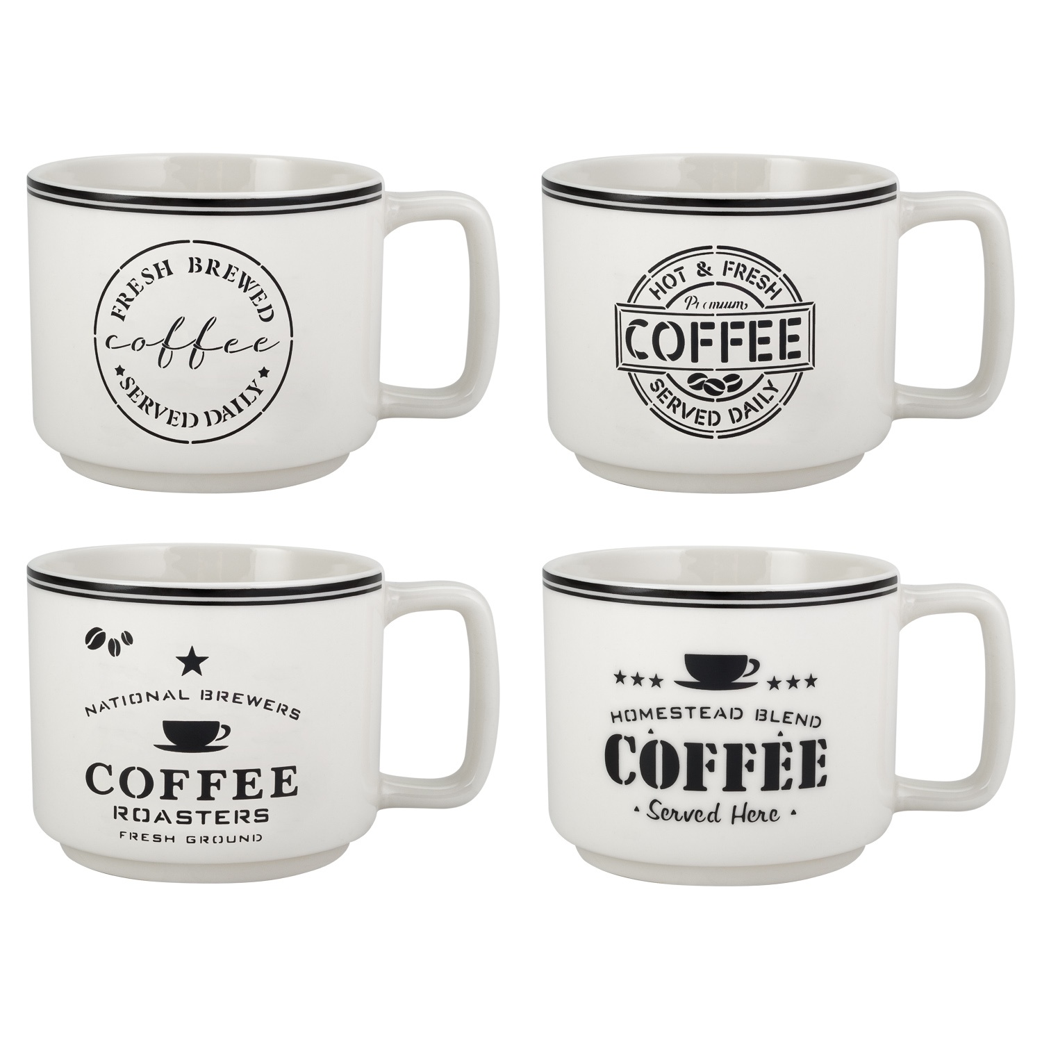 Набор кружек на подставке DOMEO 4шт. 330мл