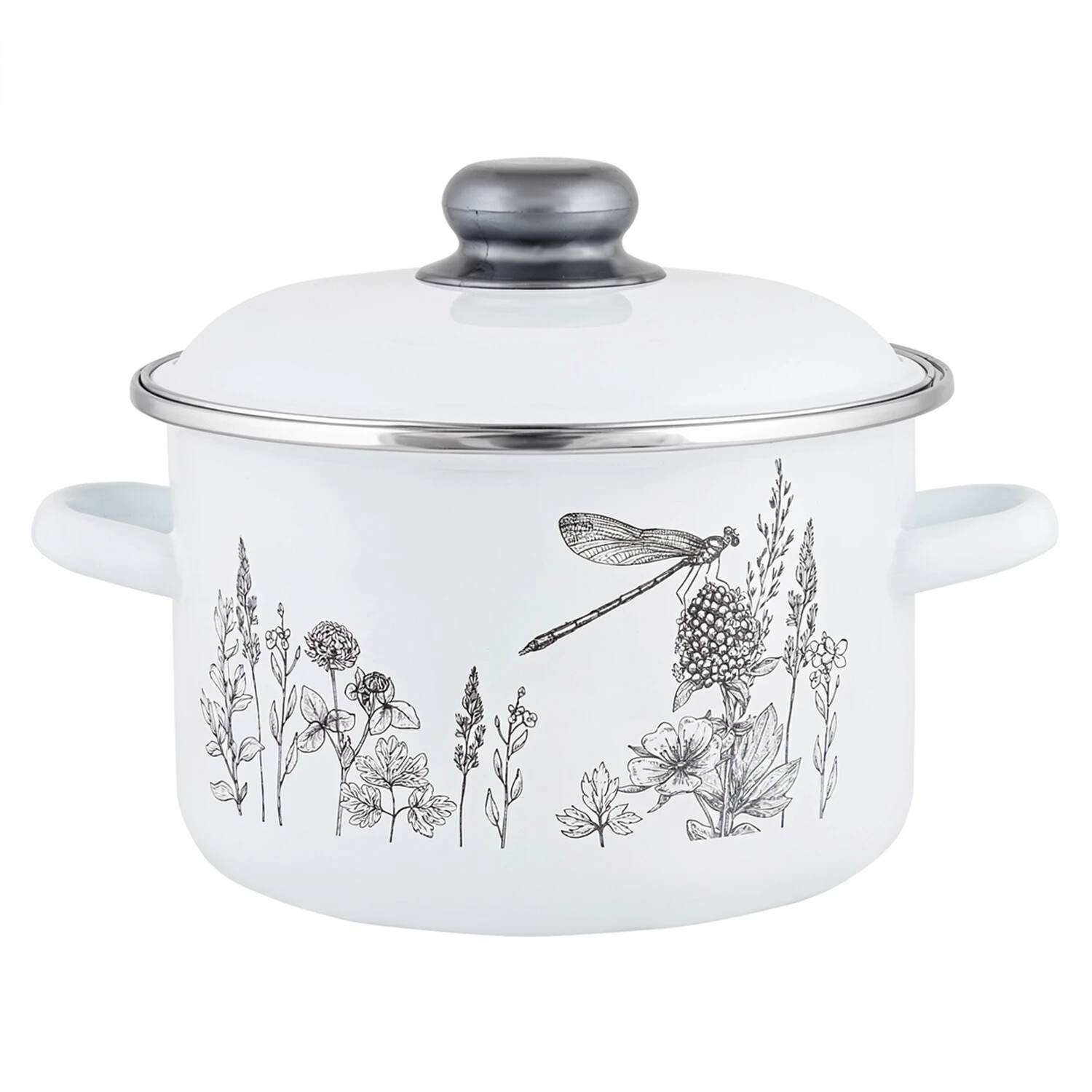 Кастрюля эмалированная  Appetite FLORA-2 4 л с крышкой