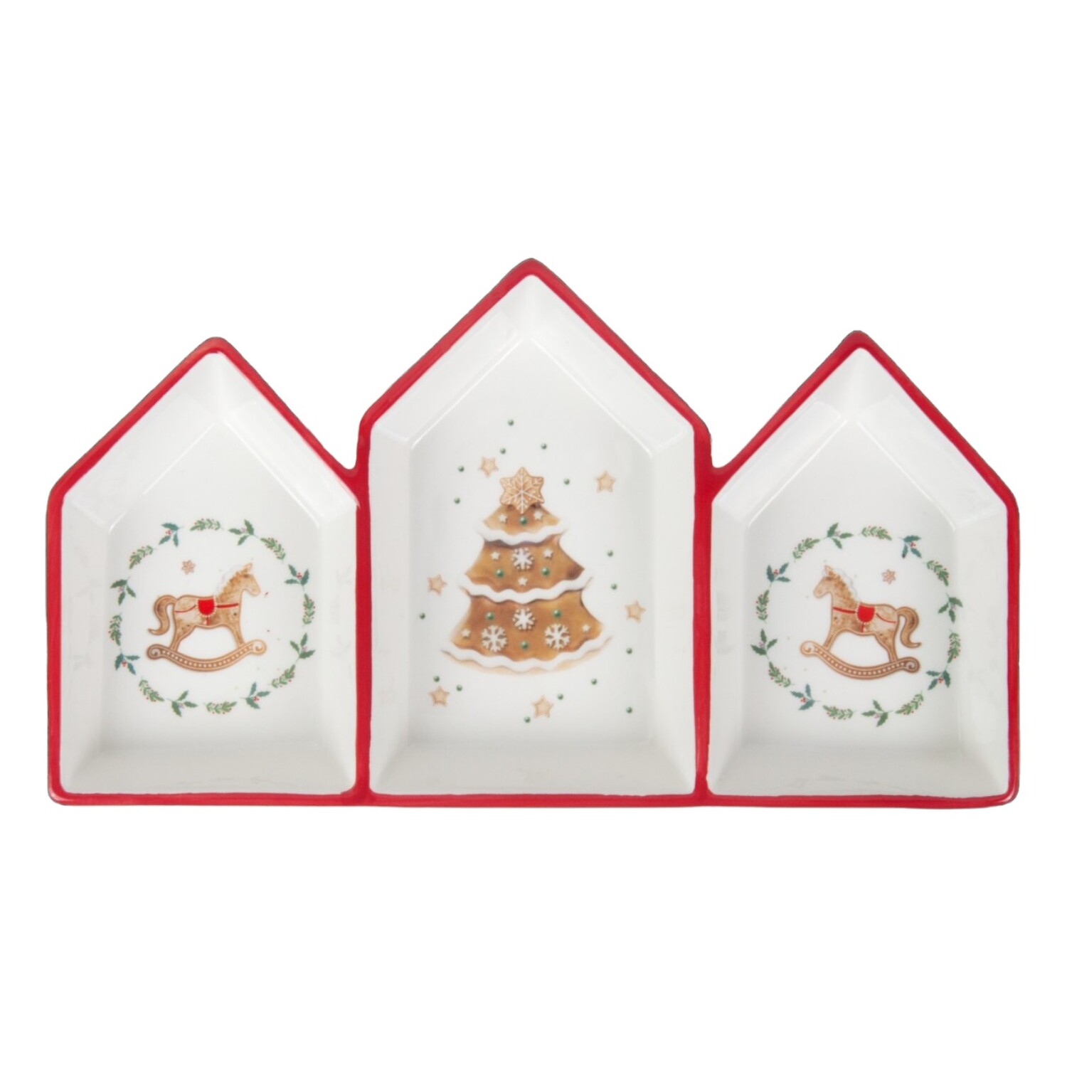 Менажница Selecta Christmas  "Лошадка пряничная" на  3 секции 26,5*15*3,5см