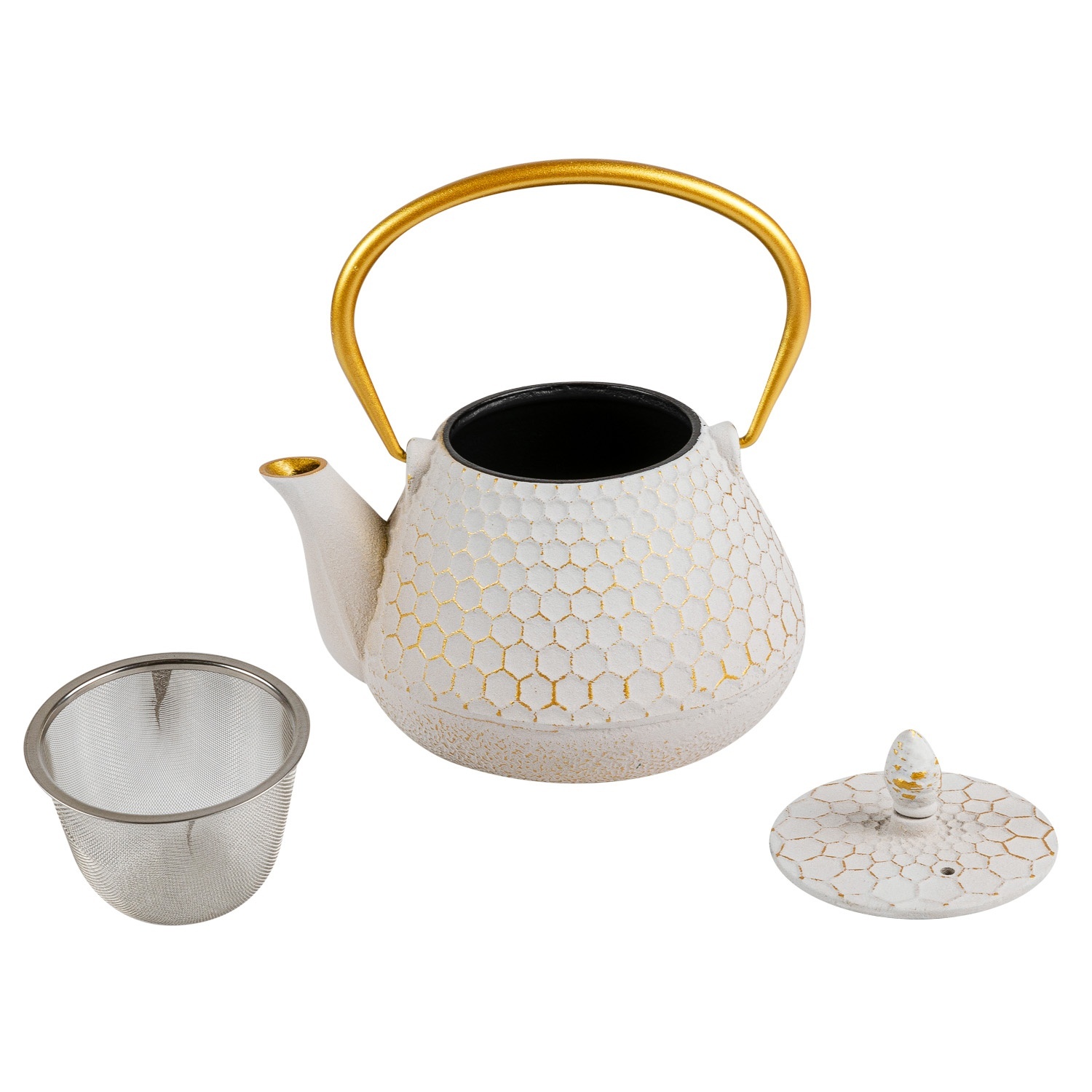 Чайник заварочный DOMEO 1 л из чугуна белого цвета