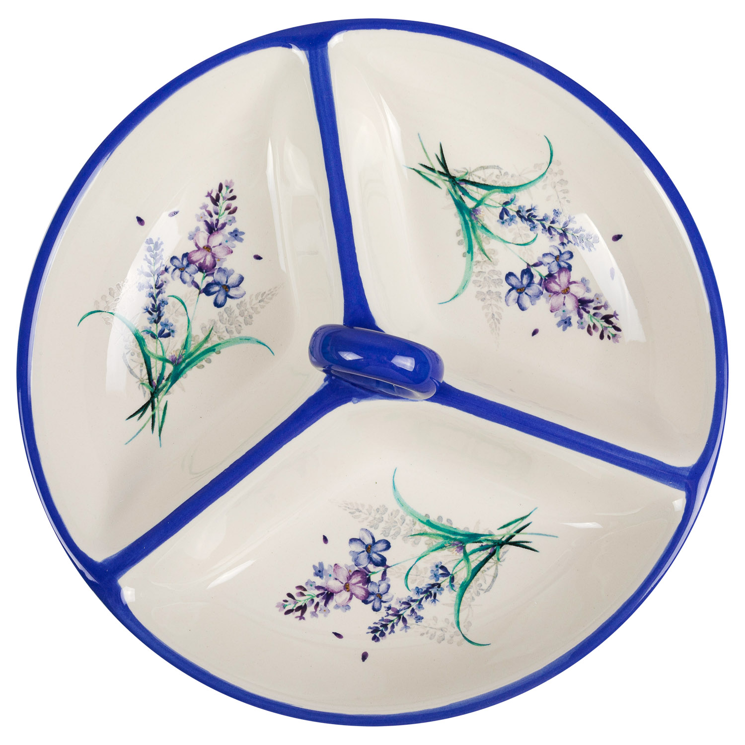 Менажница керамическая DOMEO «Лаванда-2» 22 см на три секции