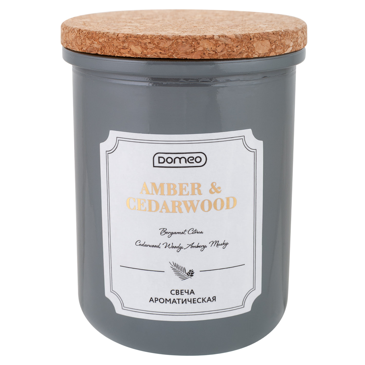 Свеча ароматизированная в банке DOMEO Amber & Cedarwood 8x10см