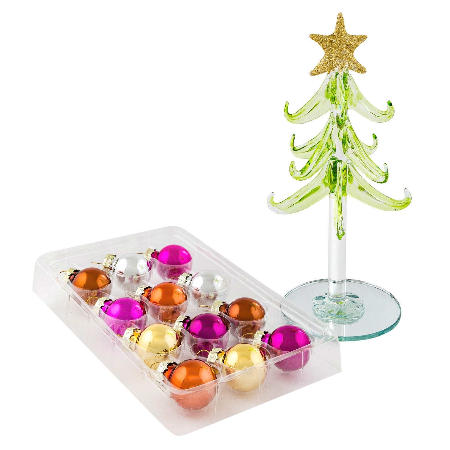Елочка стеклянная с шарами Selecta Christmas 15,4 см