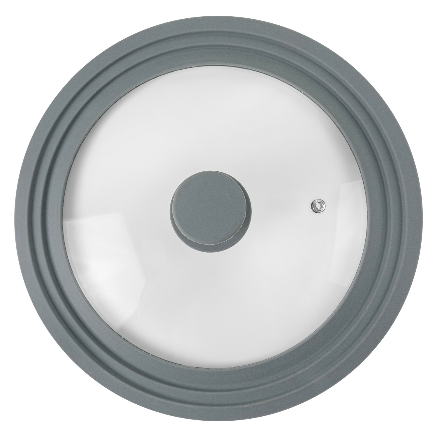 Крышка универсальная DOMEO Cosmos 24-28 см с силиконовым ободом серого цвета