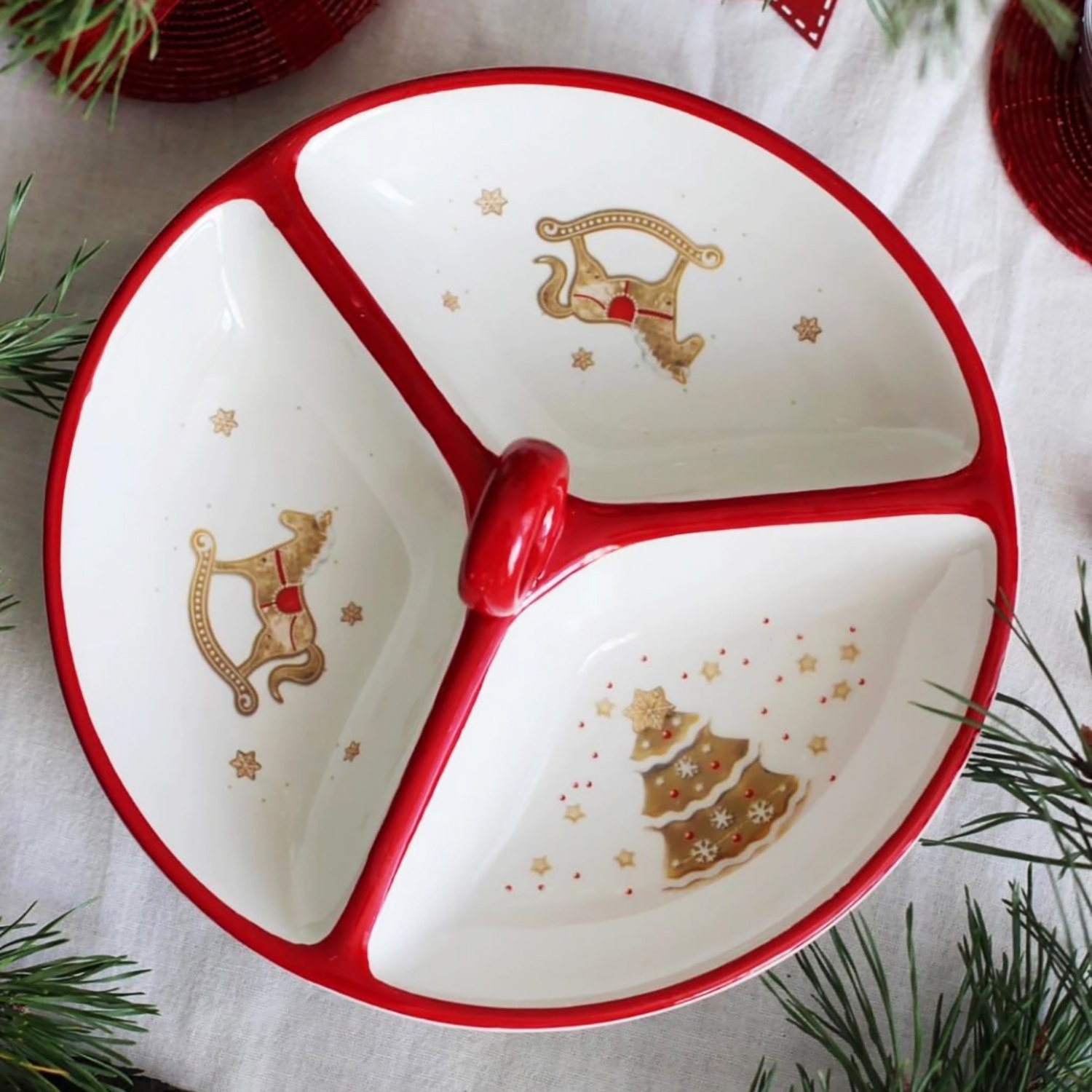 Блюдо-менажница Selecta Christmas 22x22x7,7 см