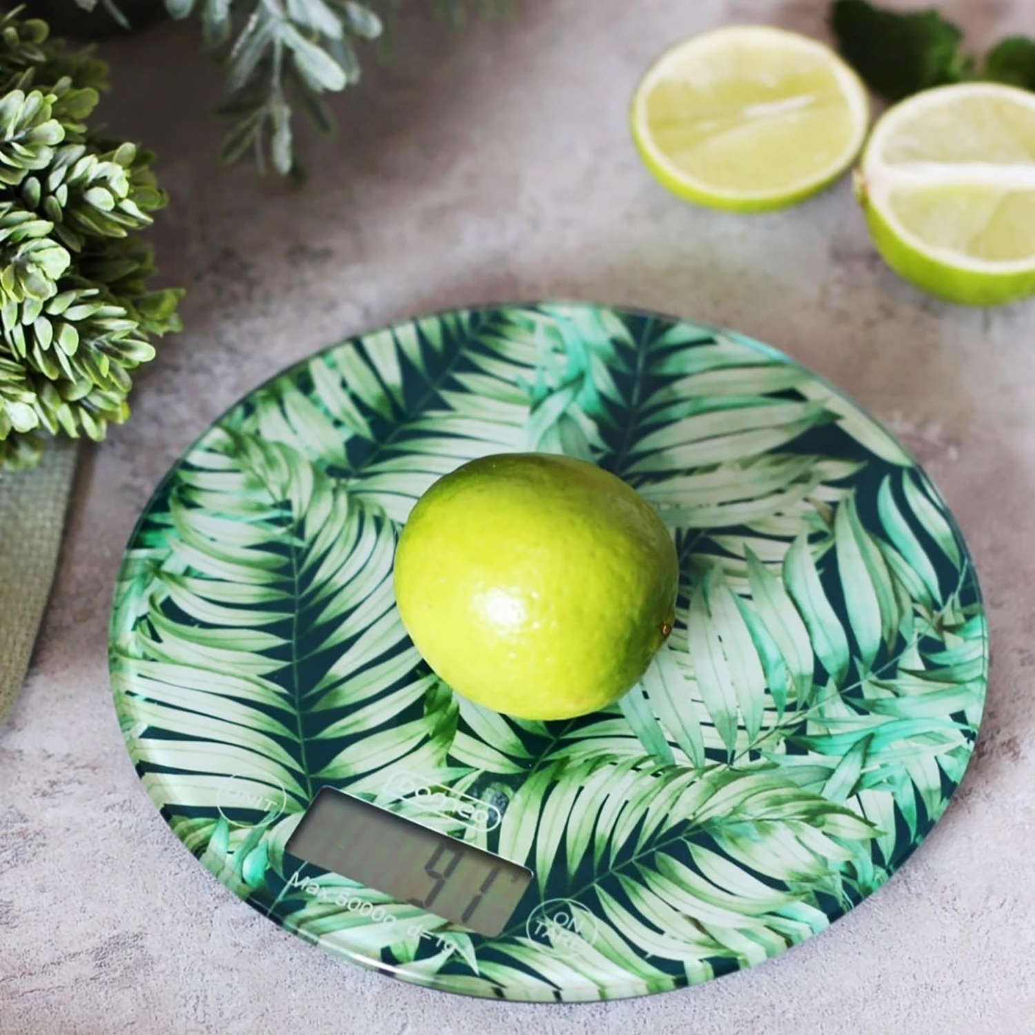 Весы кухонные DOMEO электронные до 5 кг 18,5х18,5 см с рисунком