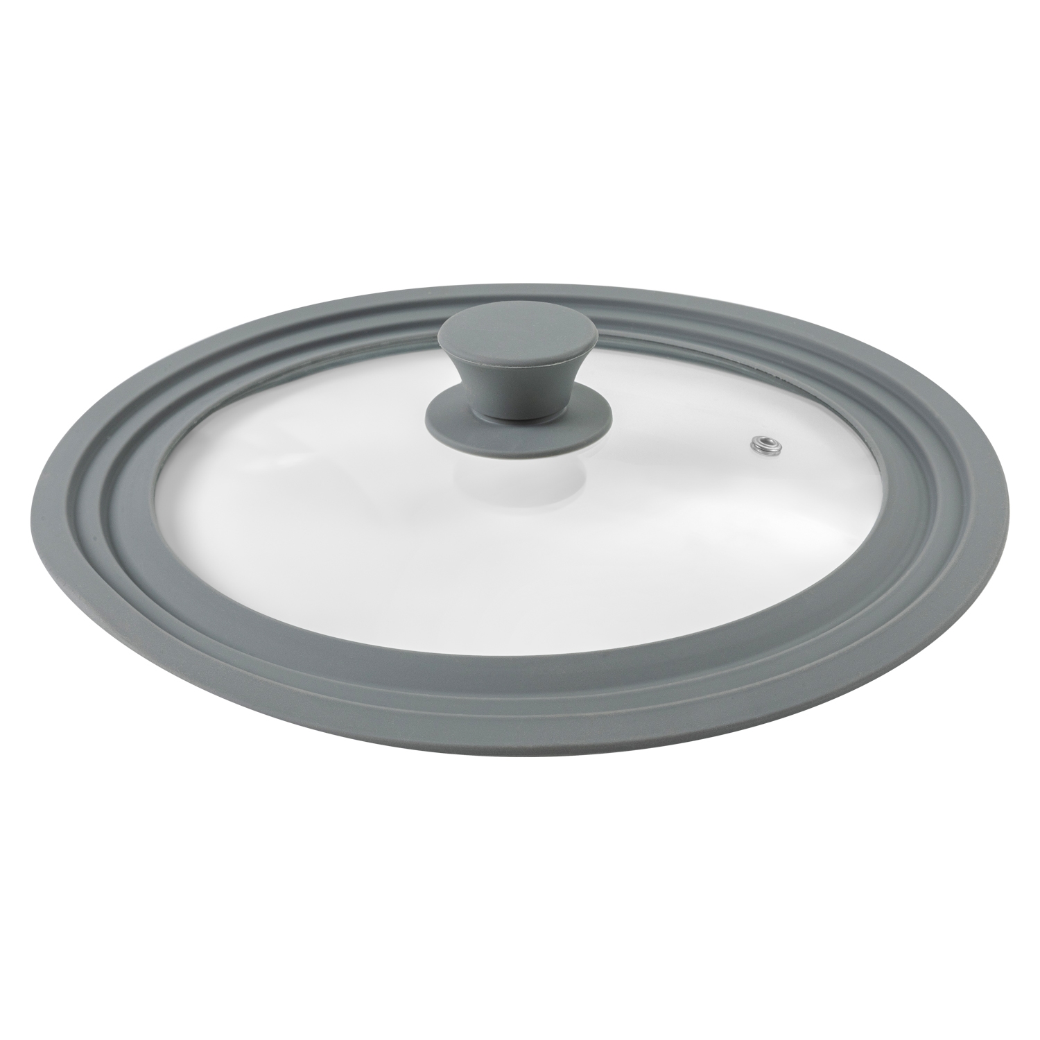 Крышка универсальная DOMEO Cosmos 24-28 см с силиконовым ободом серого цвета