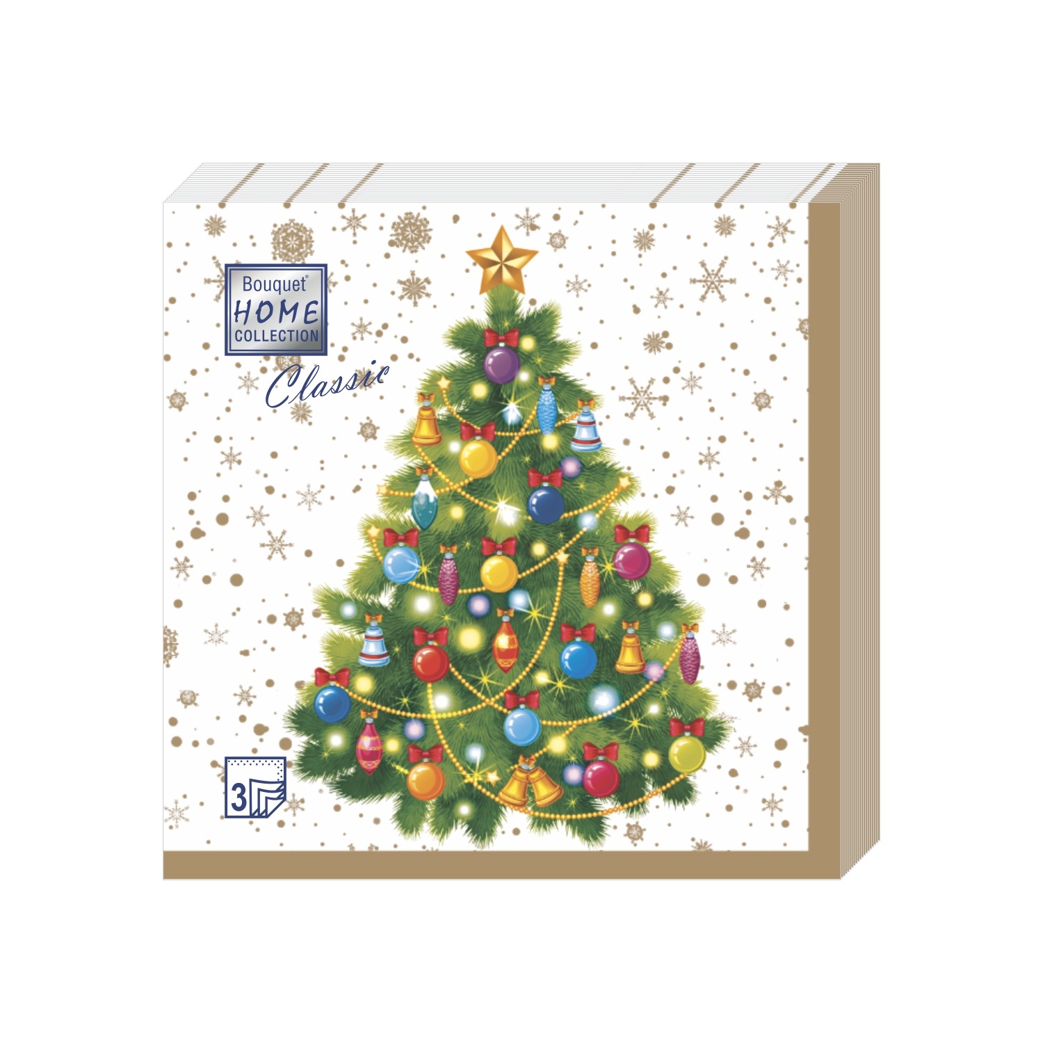 Салфетки бумажные Home Collection «Новогодняя ель на белом» 20 шт.