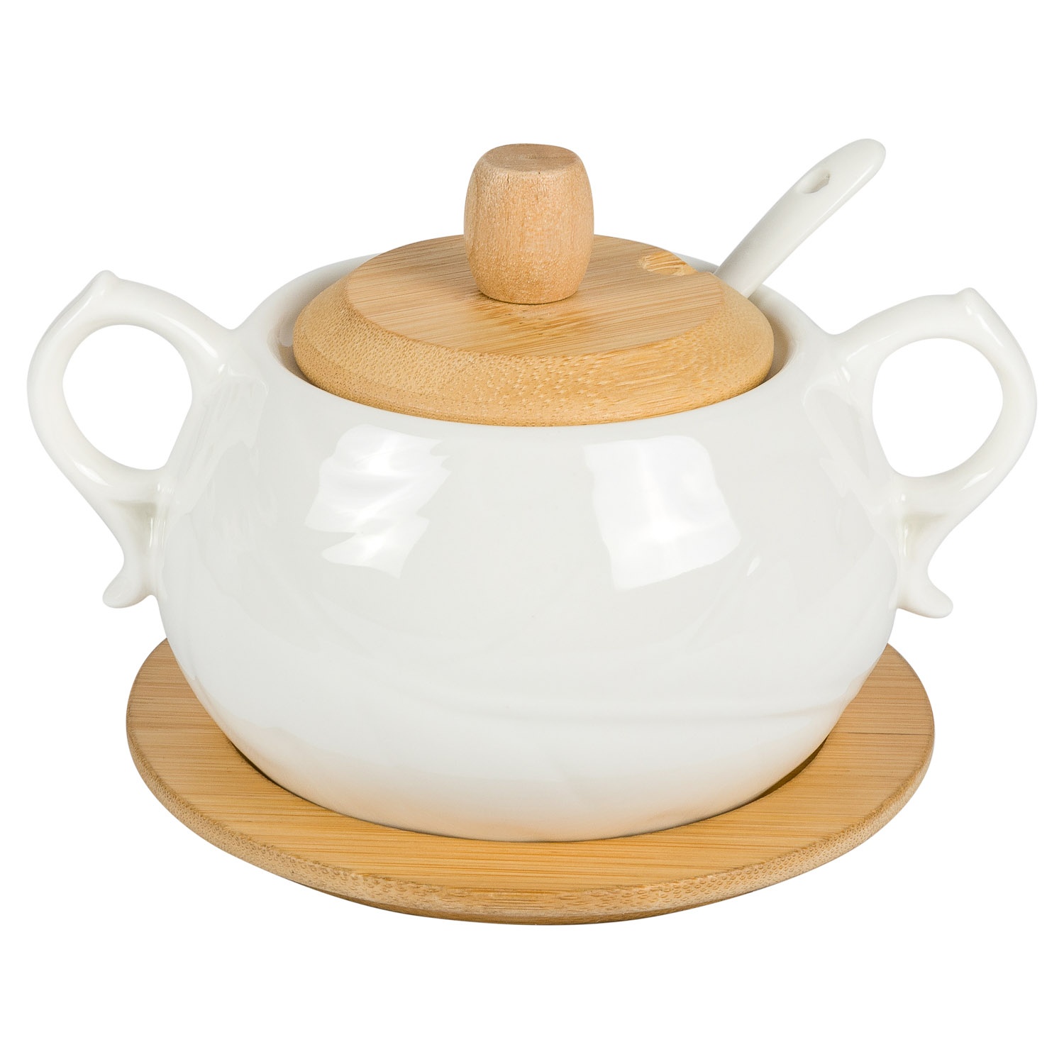 Сахарница DOMEO Linden 13x10,5x8,5 см на бамбуковой подставке