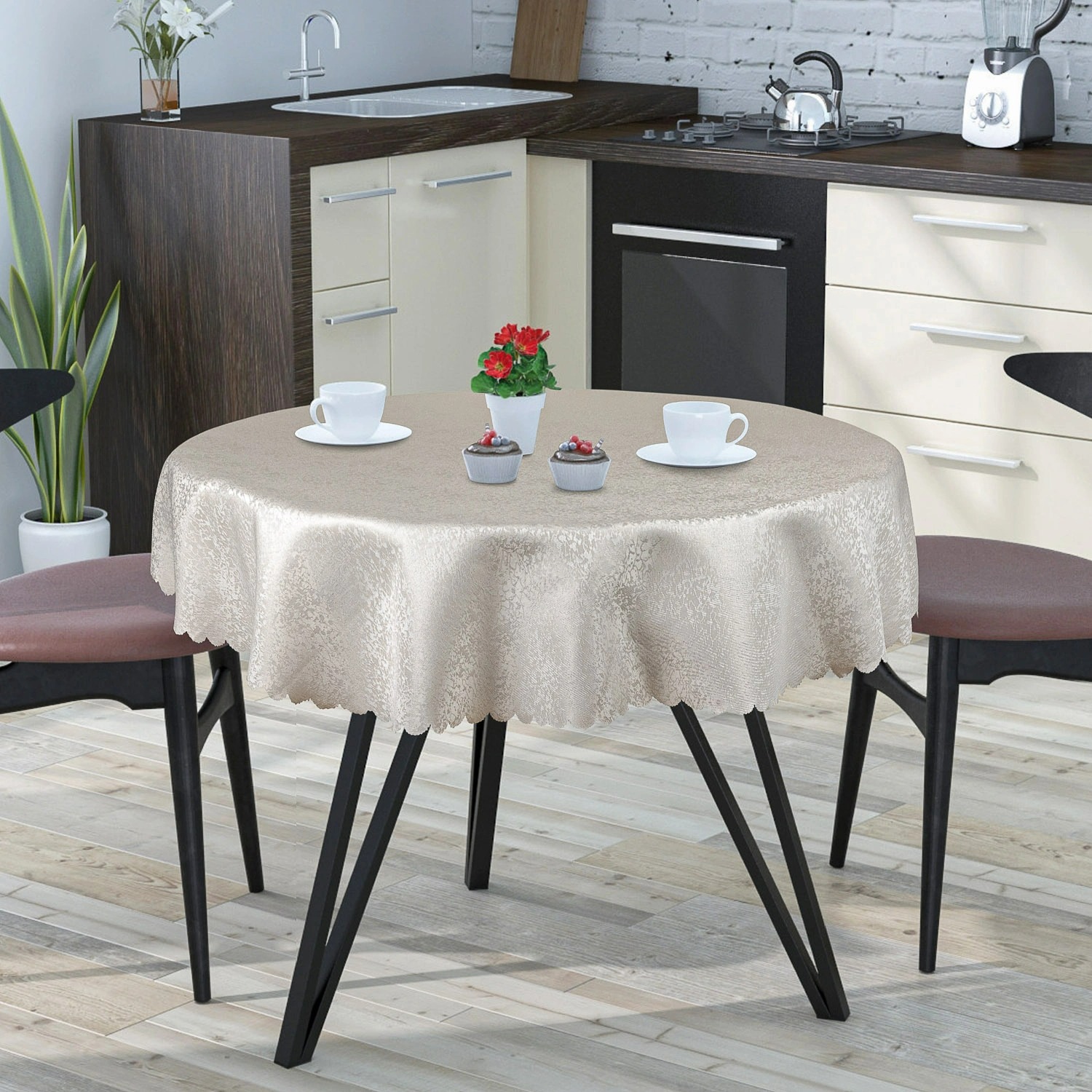 Скатерть Selecta 180х180 см круглая бежевого цвета