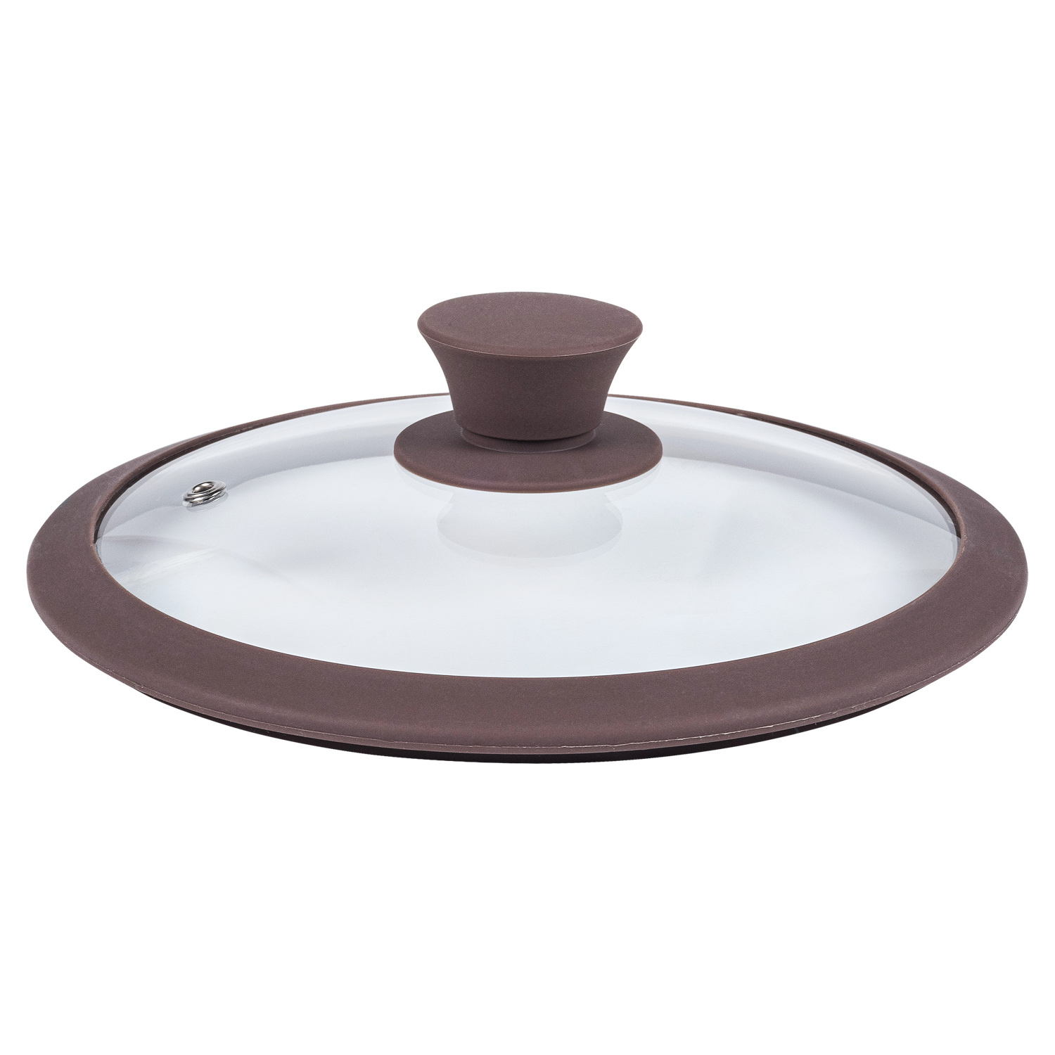 Крышка стеклянная DOMEO Ivory 20 см с силиконовым ободом коричневого цвета