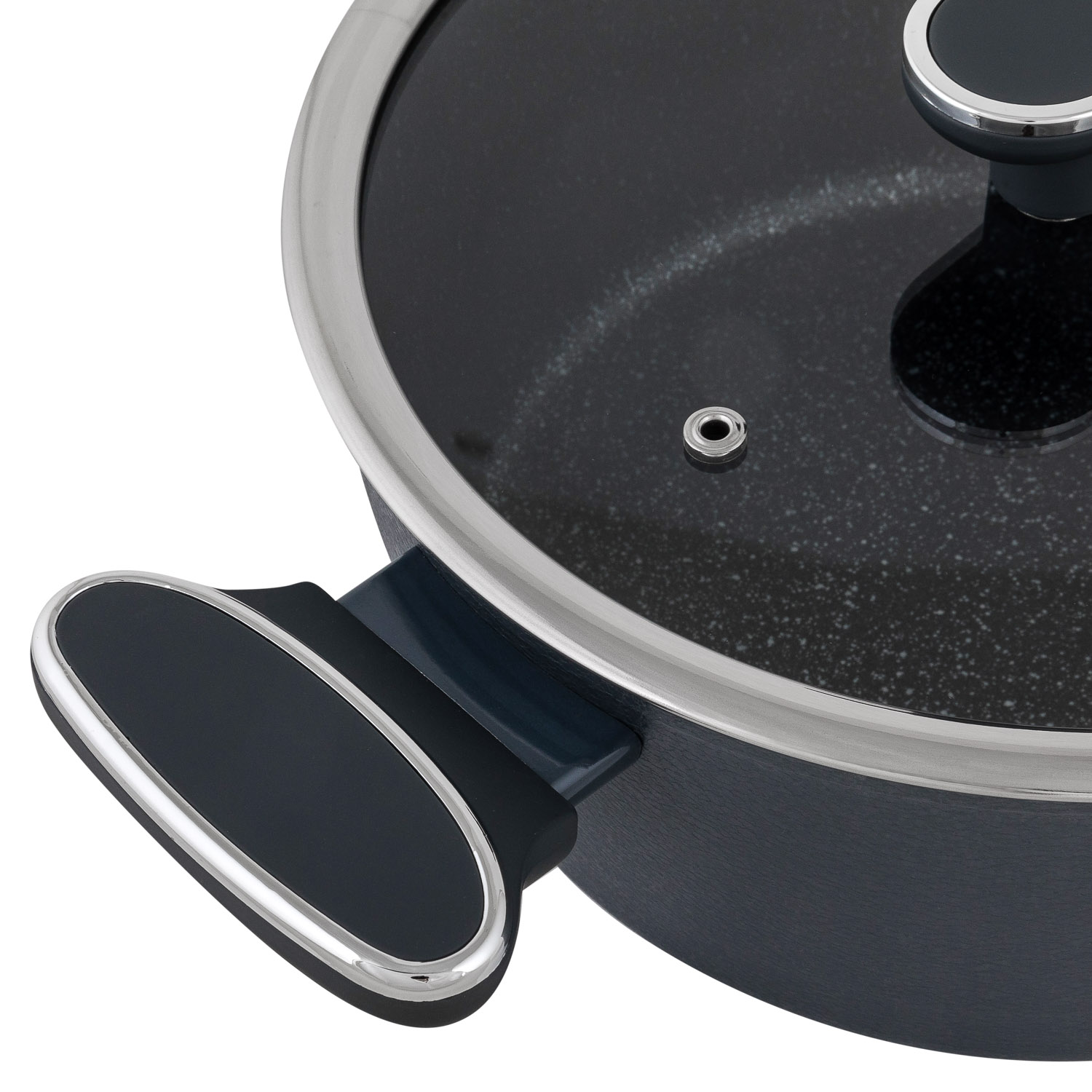 Кастрюля DOMEO «Черный мрамор new» 4,4 л с мраморным покрытием