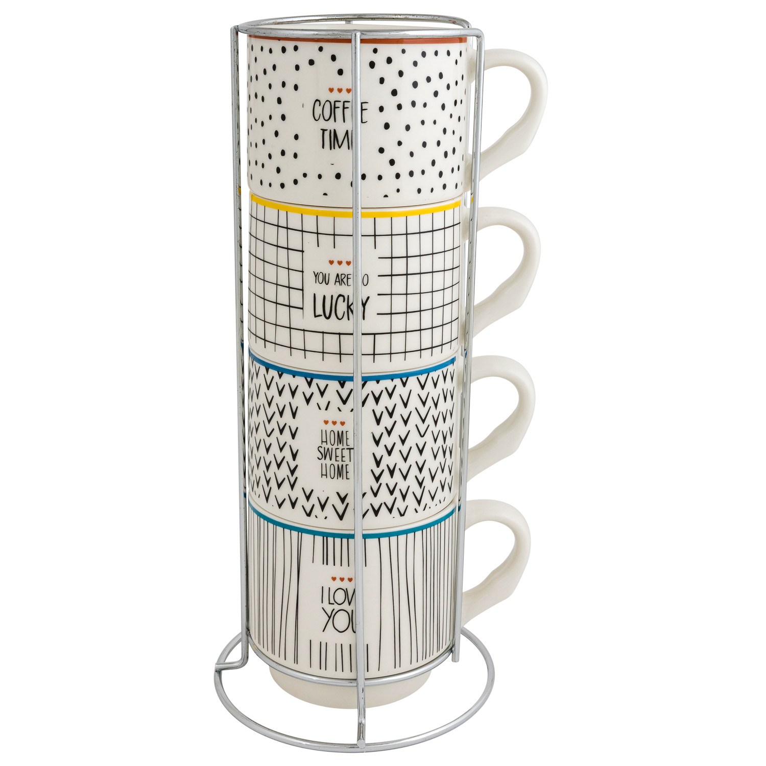 Набор кружек на подставке DOMEO 4 шт. 305 мл