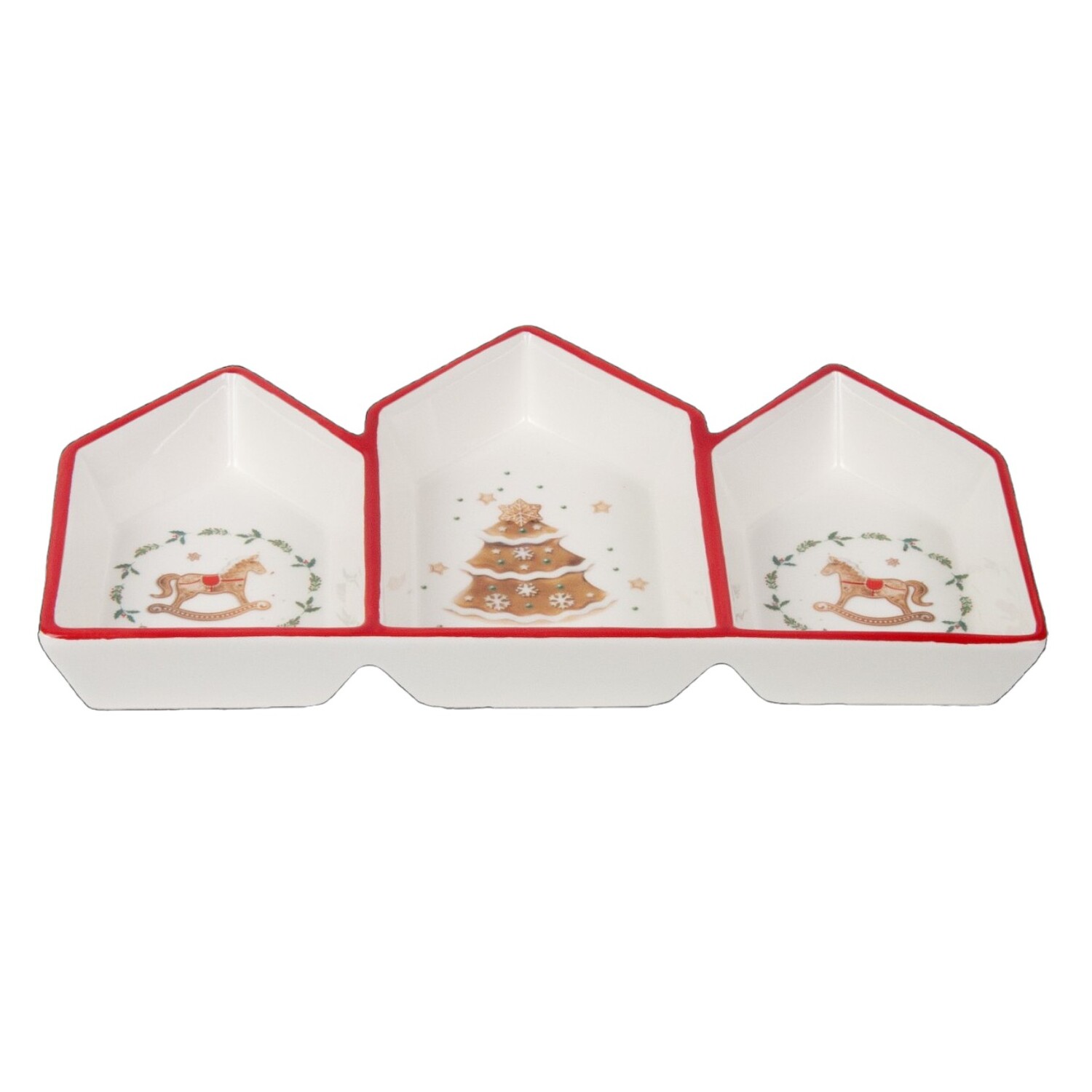 Менажница Selecta Christmas  "Лошадка пряничная" на  3 секции 26,5*15*3,5см