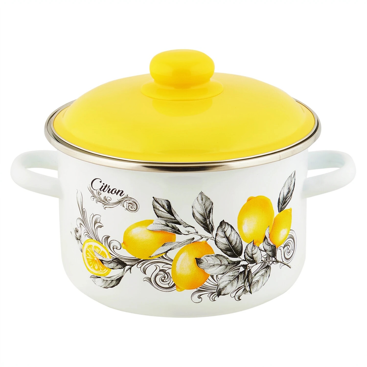 Кастрюля эмалированная  Appetite Citron 5,5 л с крышкой