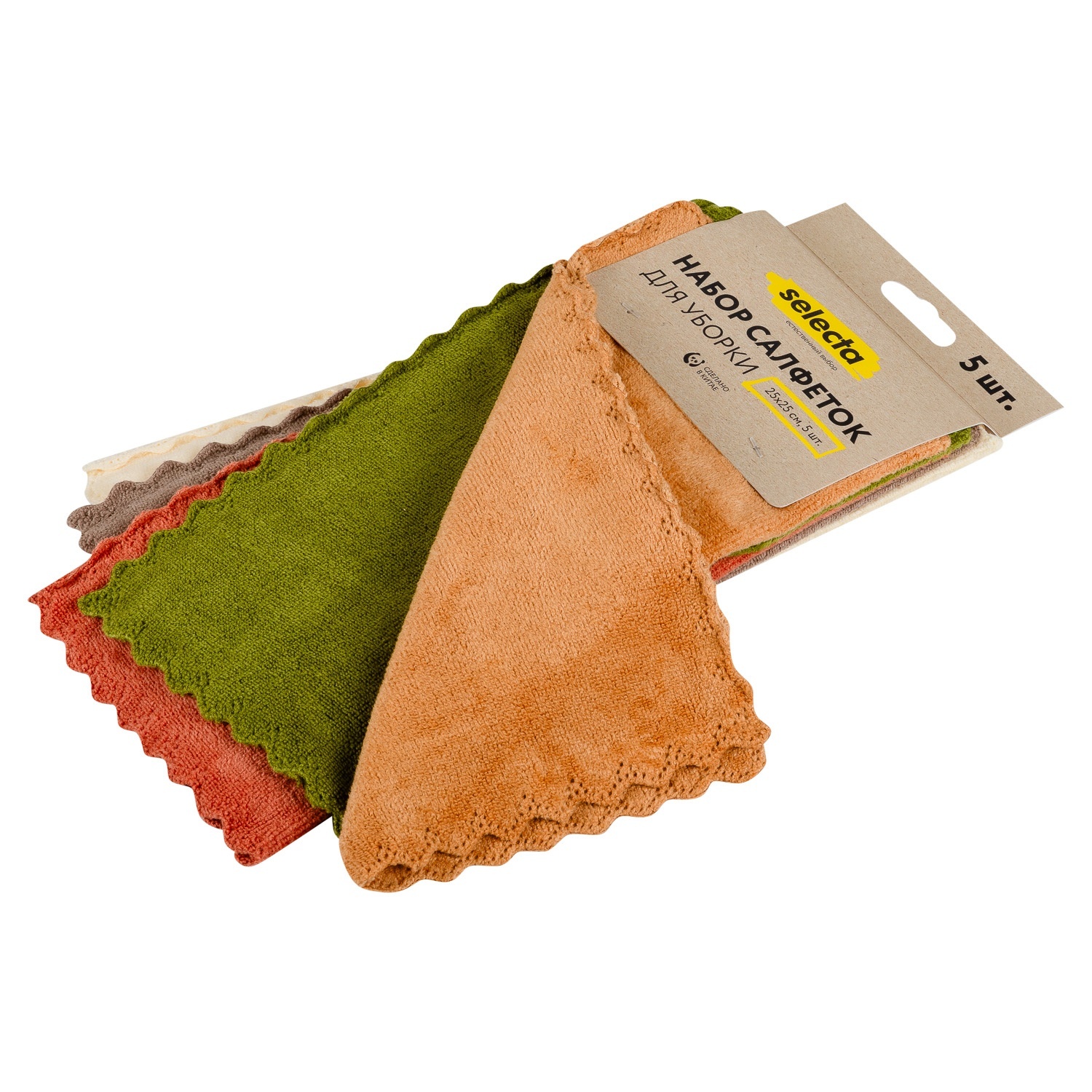Набор салфеток для уборки Selecta 25x25 см 5 шт.