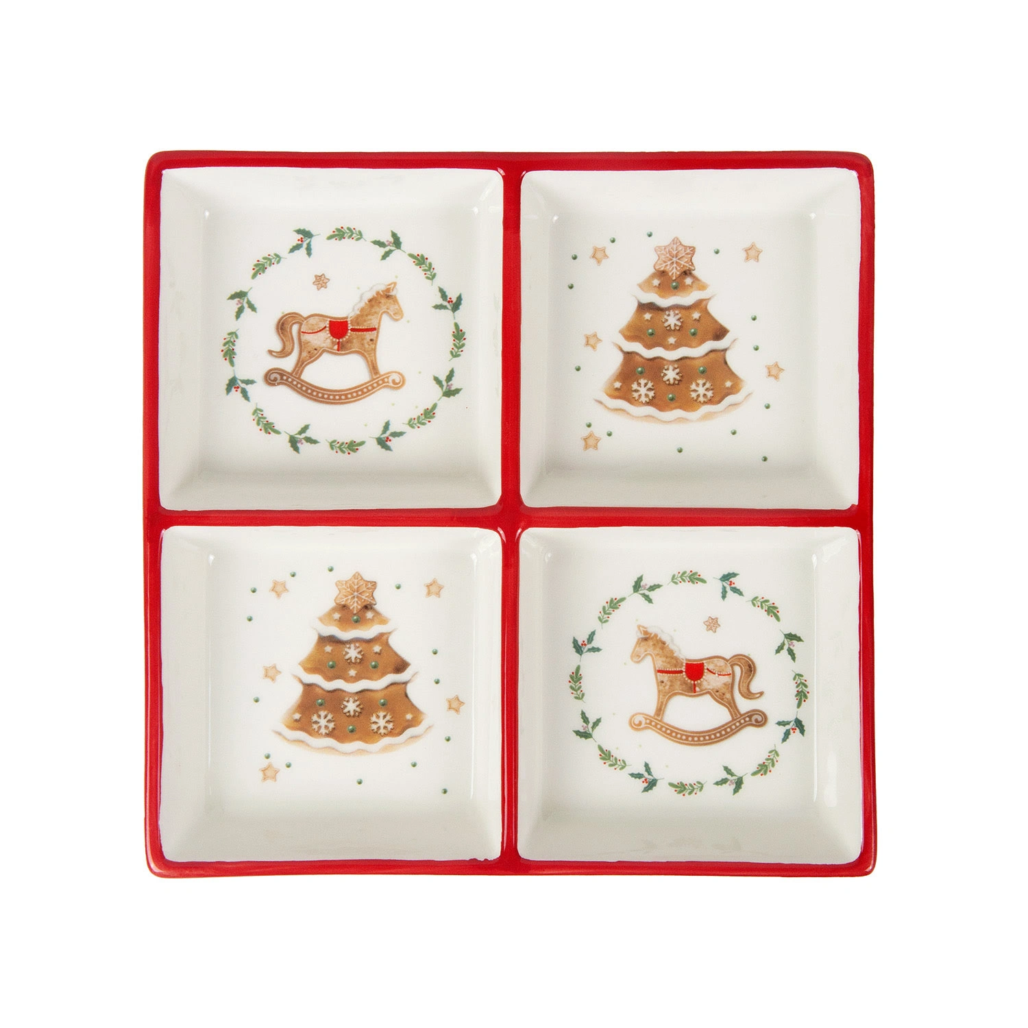 Менажница Selecta Christmas  "Лошадка пряничная"  на 4 секции 19*19*3,3см