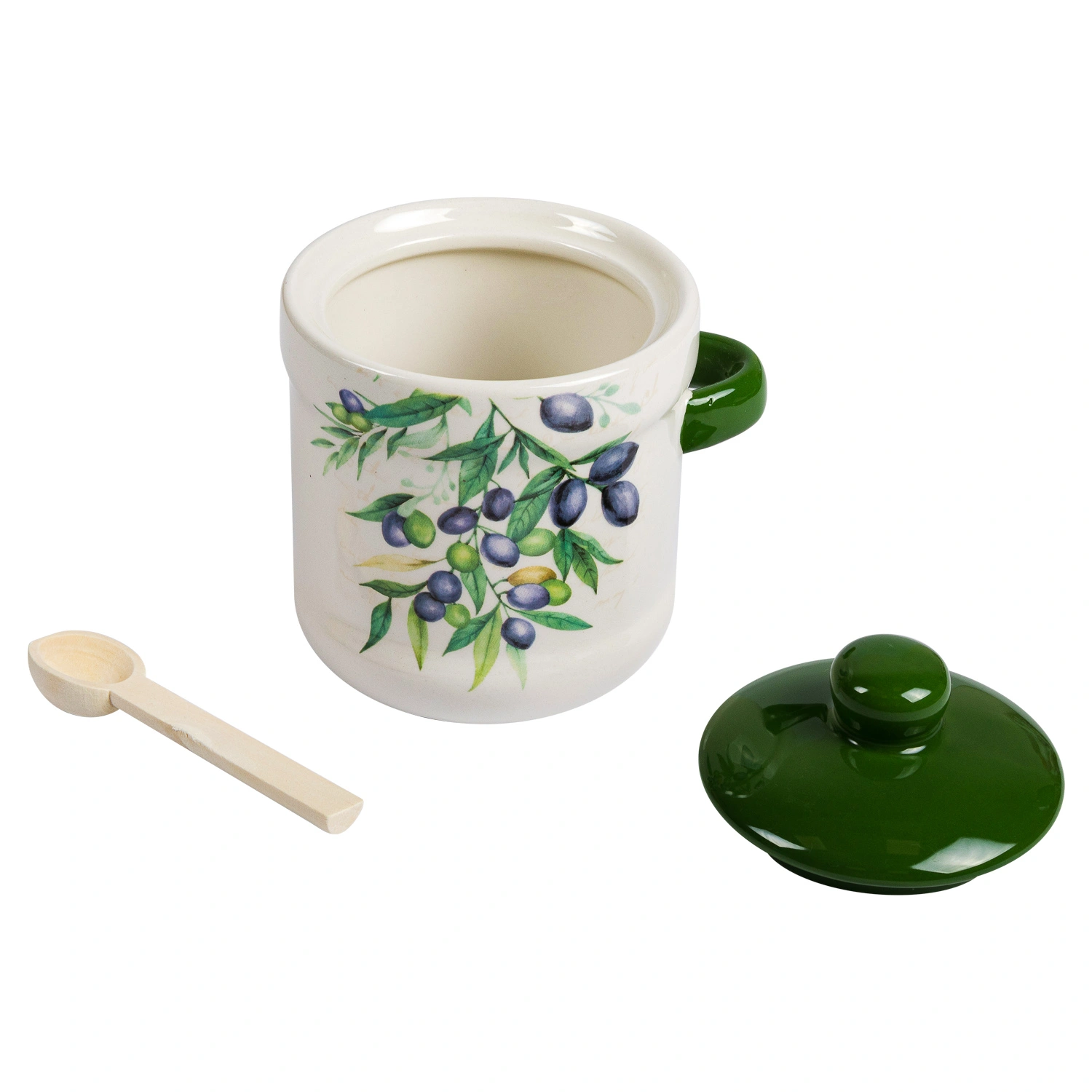 Банка для сыпучих продуктов с ложкой DOMEO «Оливки новые» 460 мл