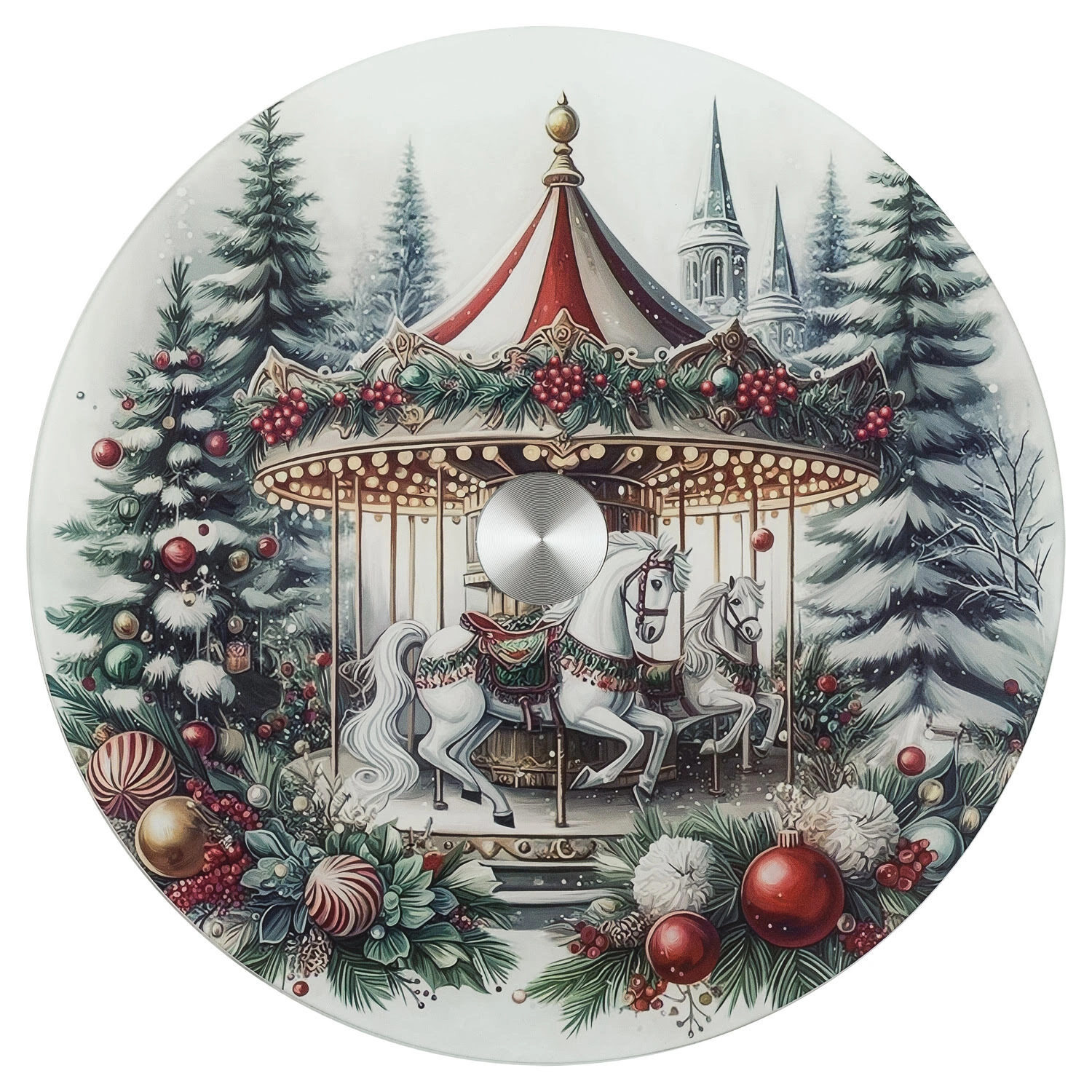Блюдо на вращающейся подставке Selecta Christmas «Снежная карусель» 30 см