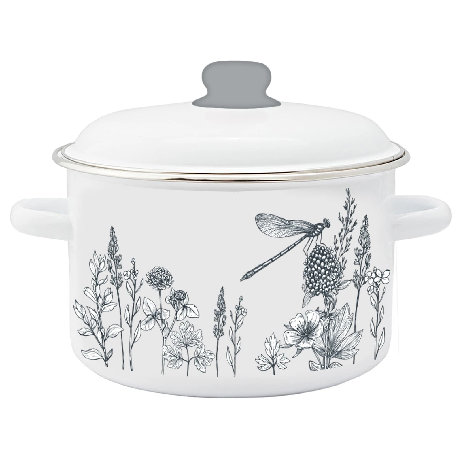 Кастрюля эмалированная  Appetite FLORA-2 2 л с крышкой