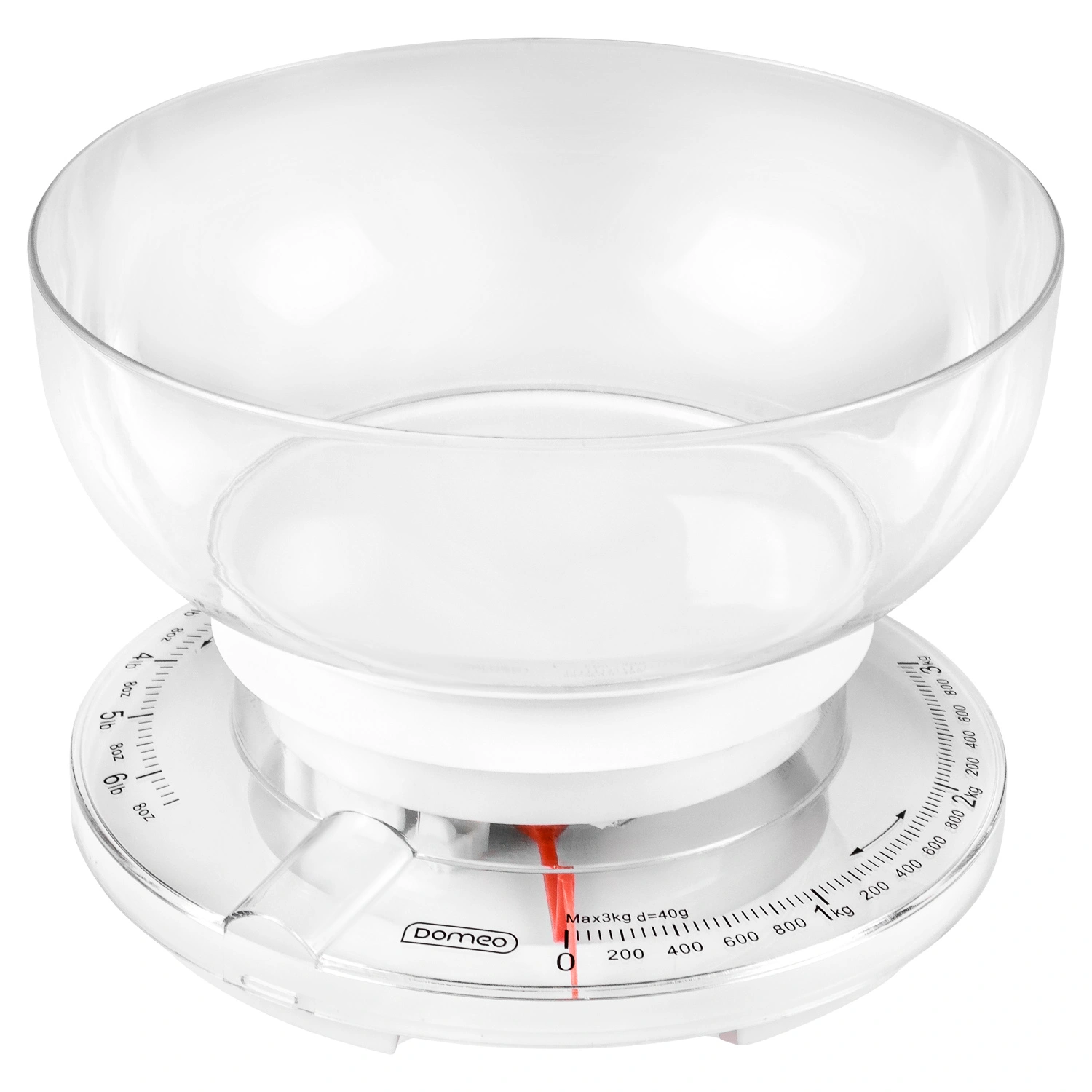 Весы кухонные с чашей DOMEO до 3 кг белого цвета