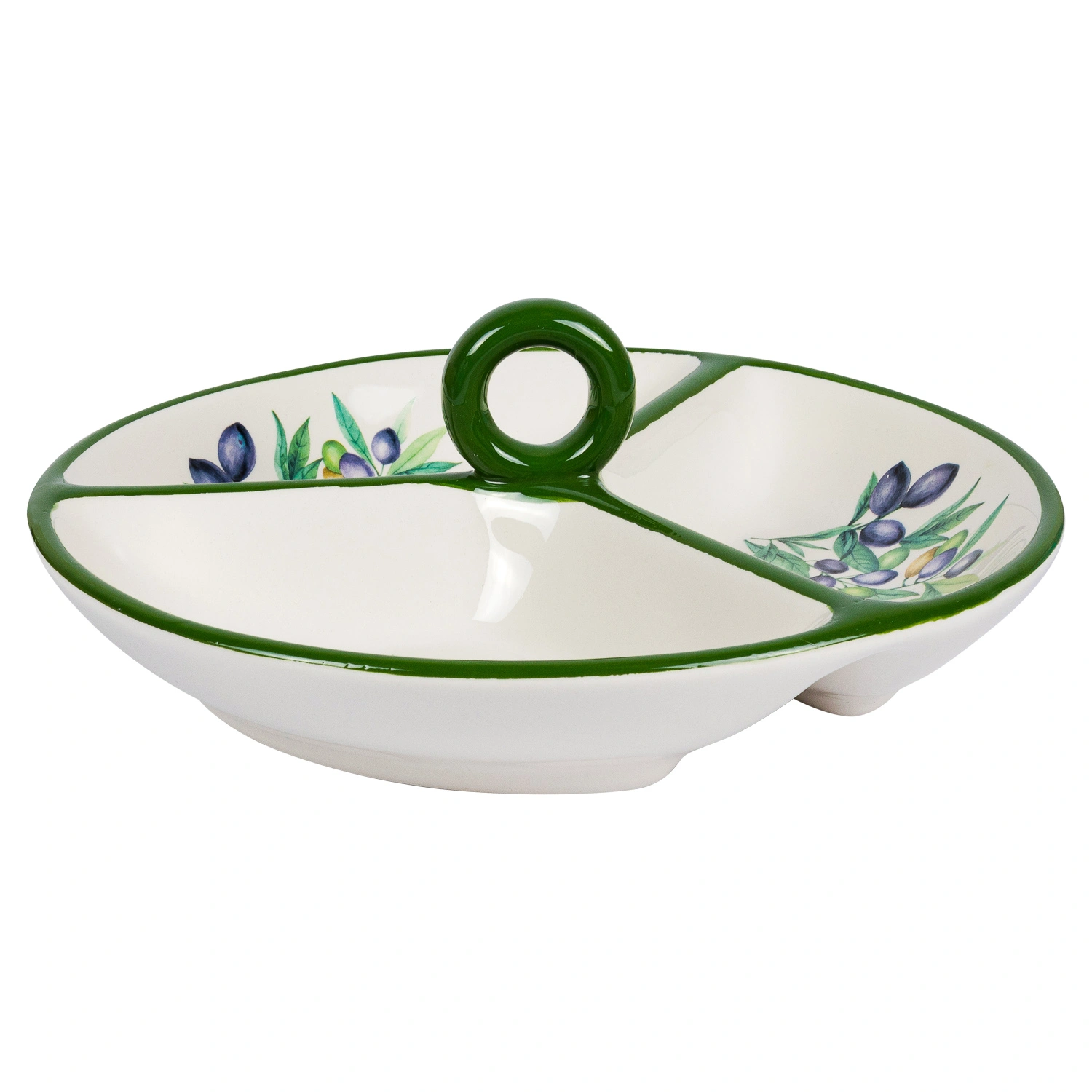 Менажница керамическая DOMEO «Оливки новые» 22 см на три секции