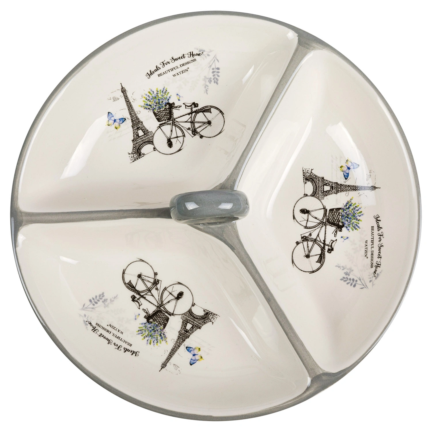 Менажница керамическая DOMEO «Париж» 22 см на три секции