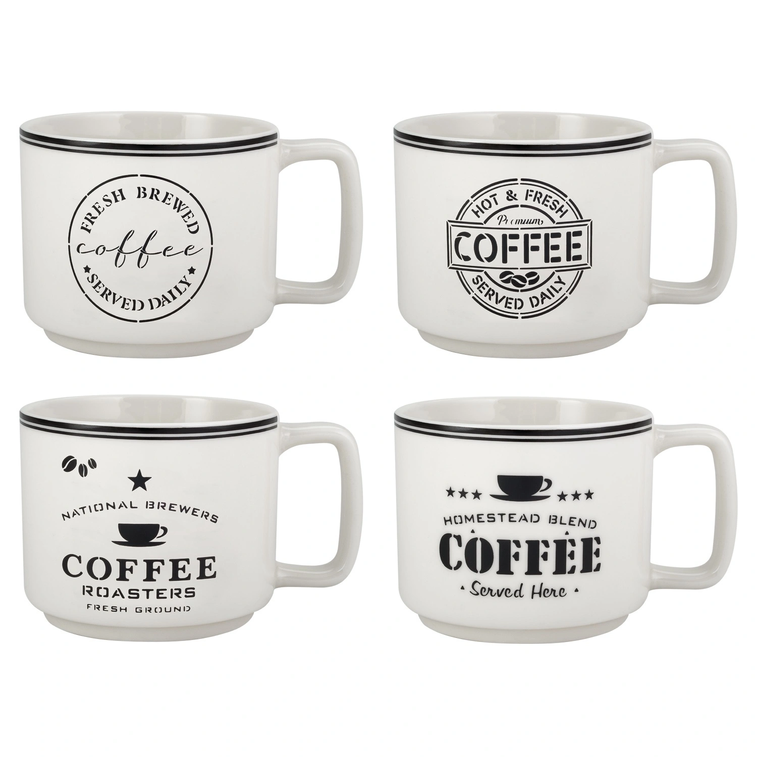 Набор кружек на подставке DOMEO 4шт. 330мл