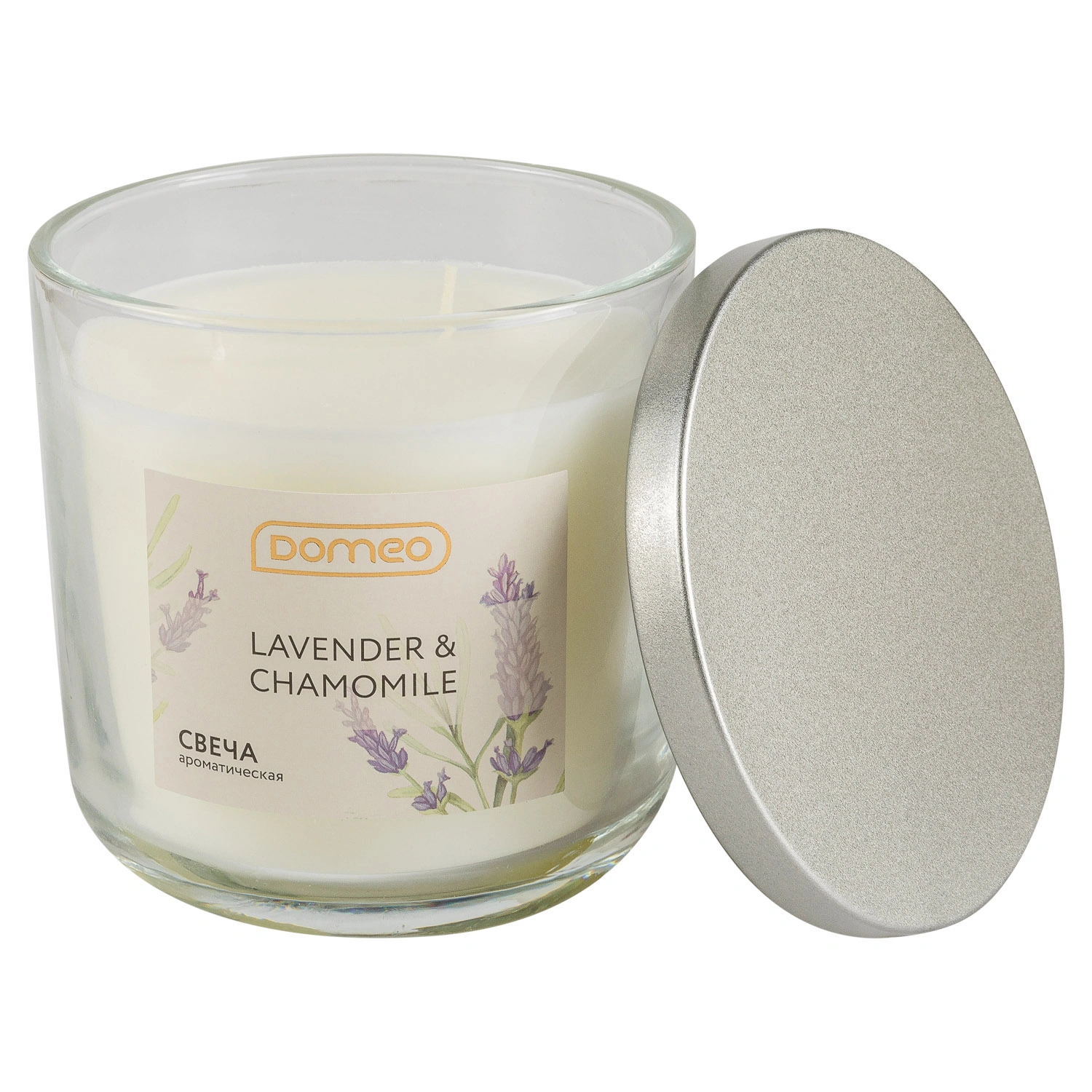Свеча ароматизированная в банке DOMEO Lavender & Chamomile 10x10 см