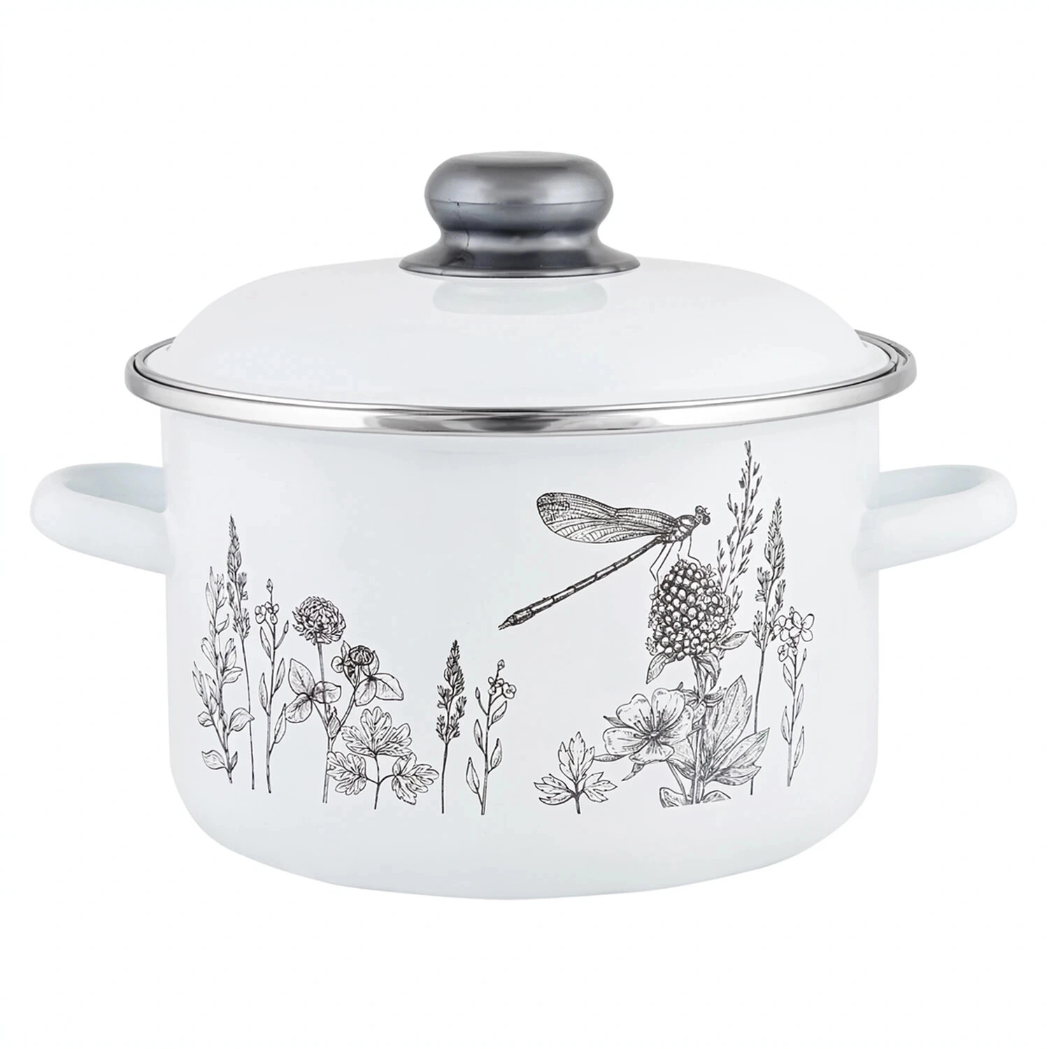 Кастрюля эмалированная  Appetite FLORA-2 4 л с крышкой