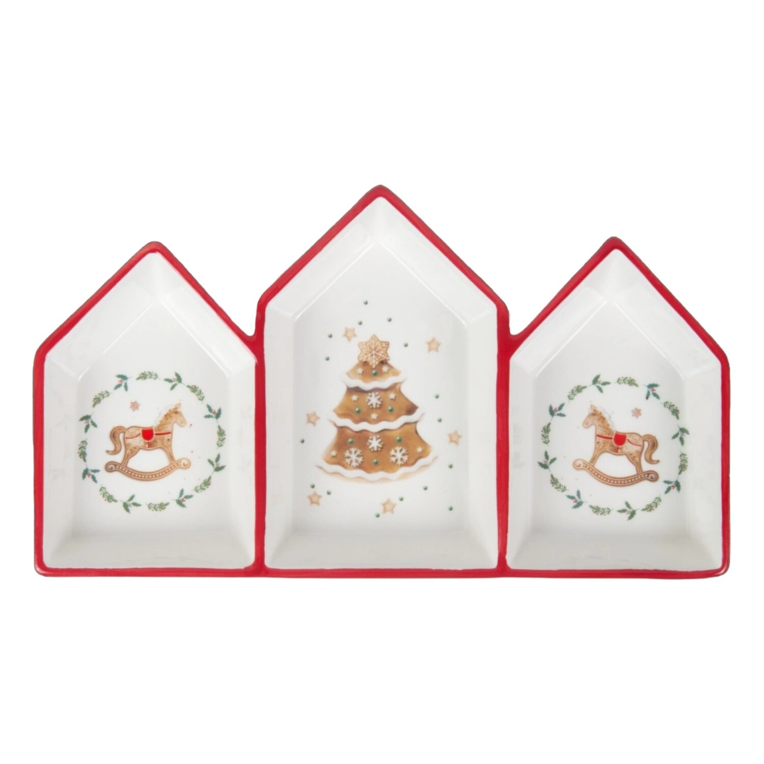 Менажница Selecta Christmas  "Лошадка пряничная" на  3 секции 26,5*15*3,5см