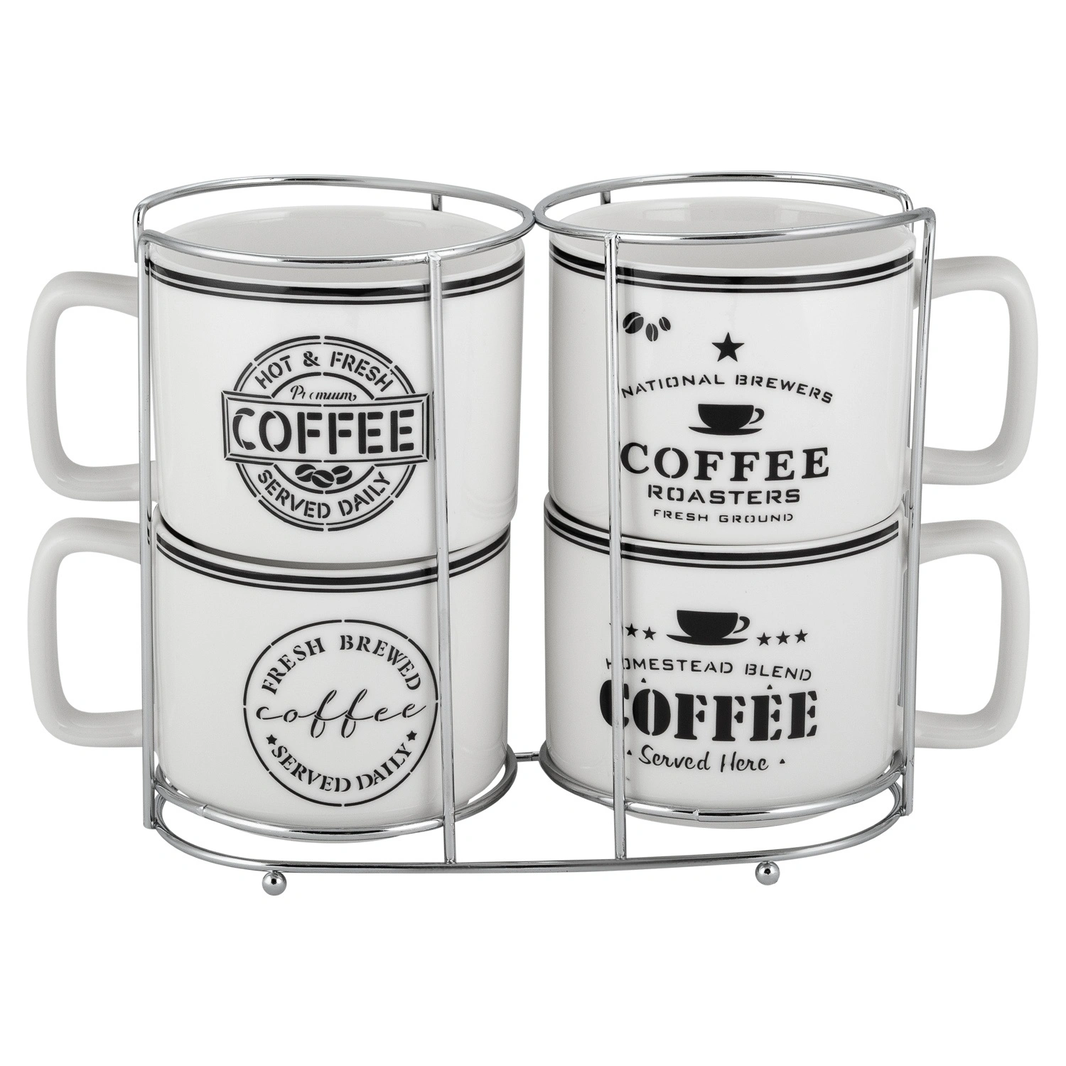 Набор кружек на подставке DOMEO 4шт. 330мл