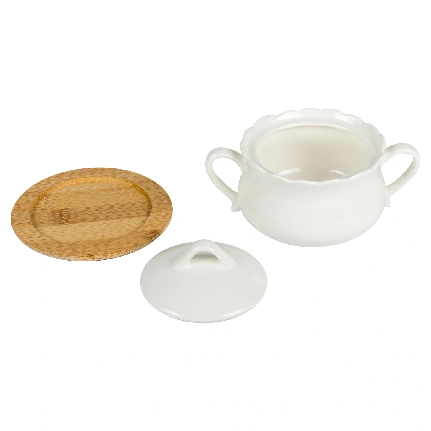 Сахарница DOMEO Linden 16x14x8 см на бамбуковой подставке