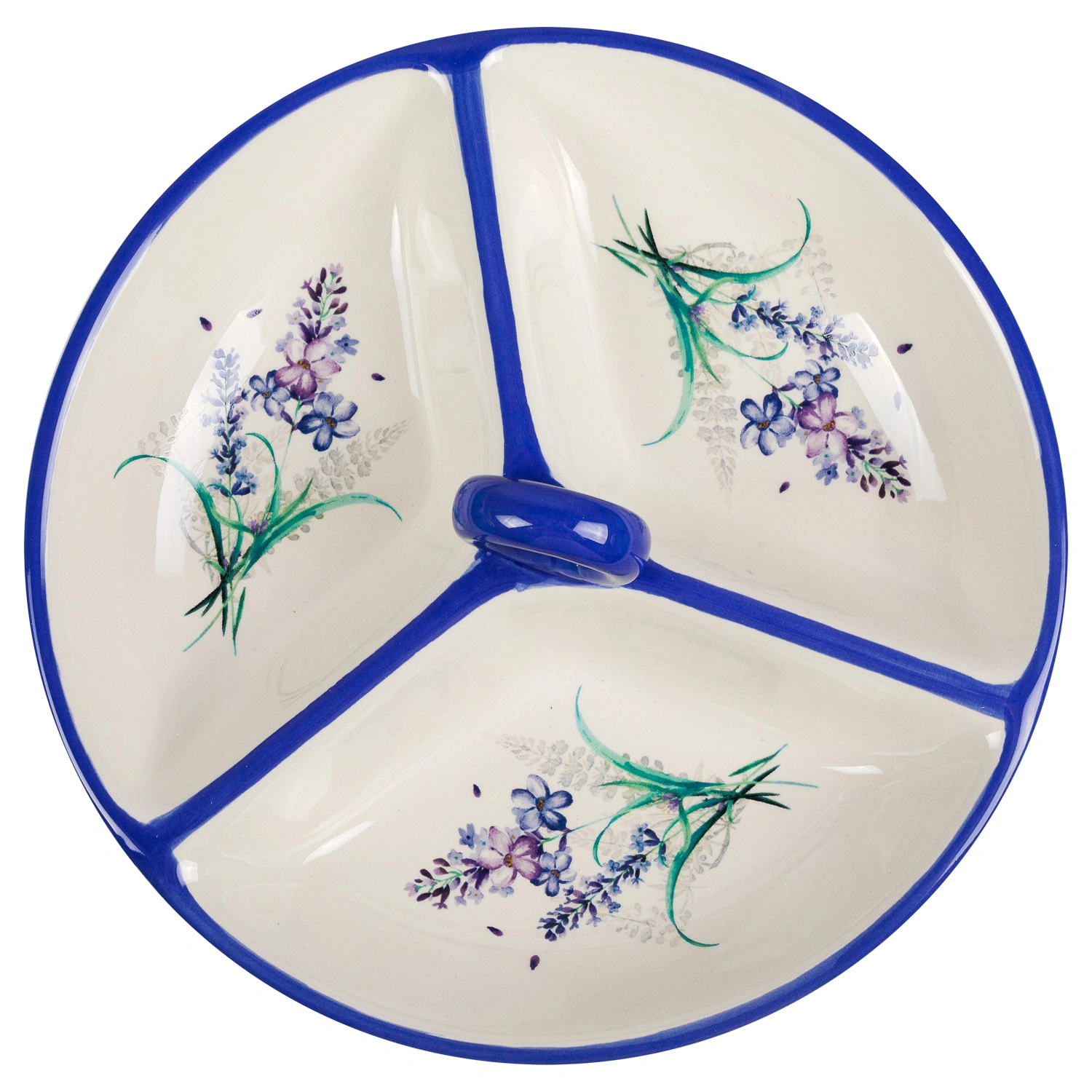 Менажница керамическая DOMEO «Лаванда-2» 22 см на три секции