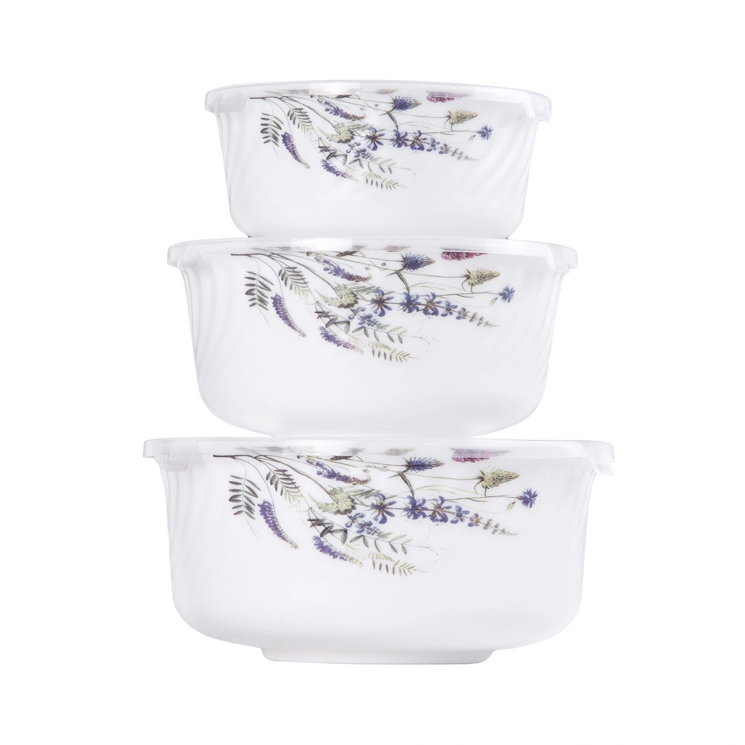 Набор салатников из стеклокерамики DOMEO с крышкой 3 шт.