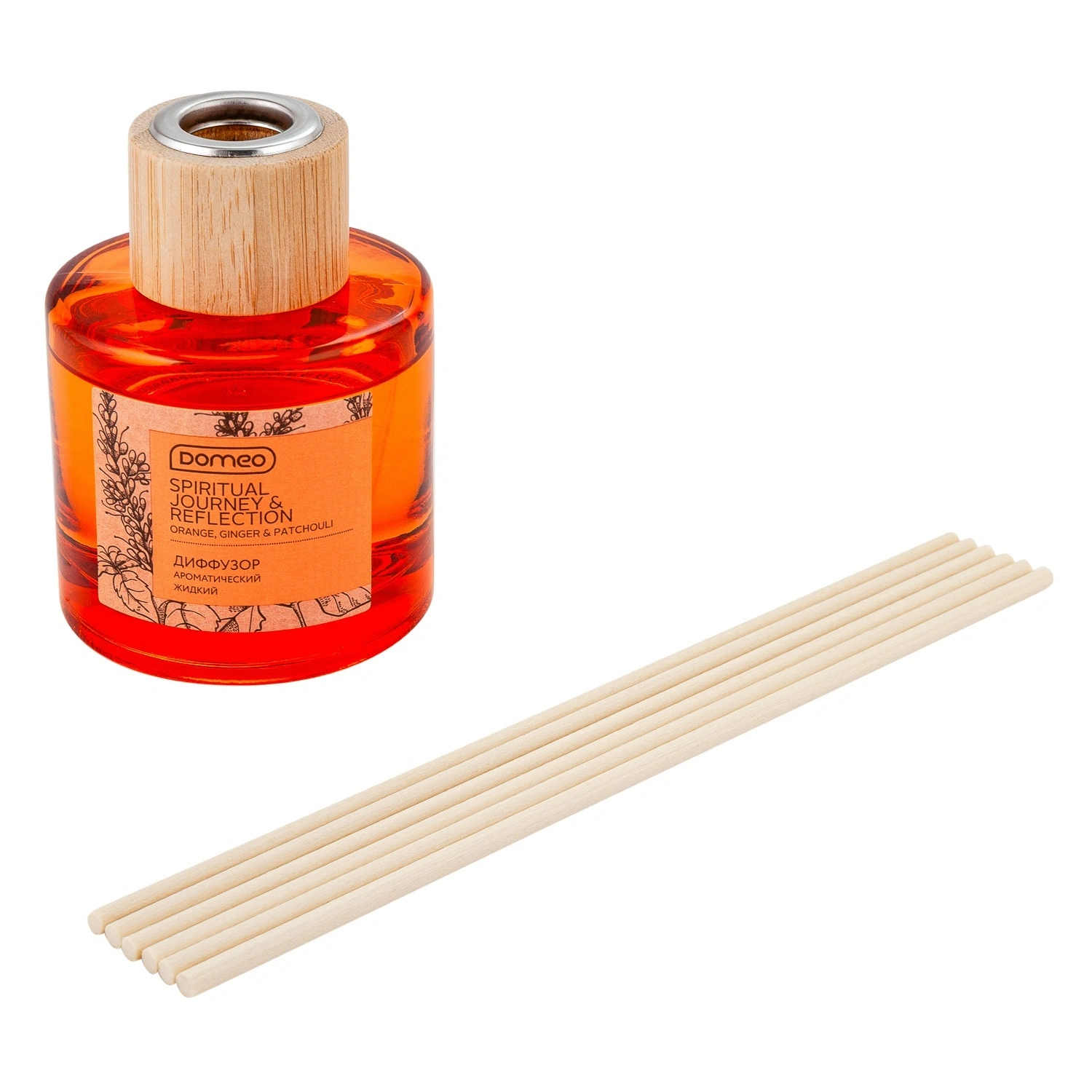 Диффузор ароматизированный DOMEO Orange, Ginger & Patchouli 100 мл 6 палочек