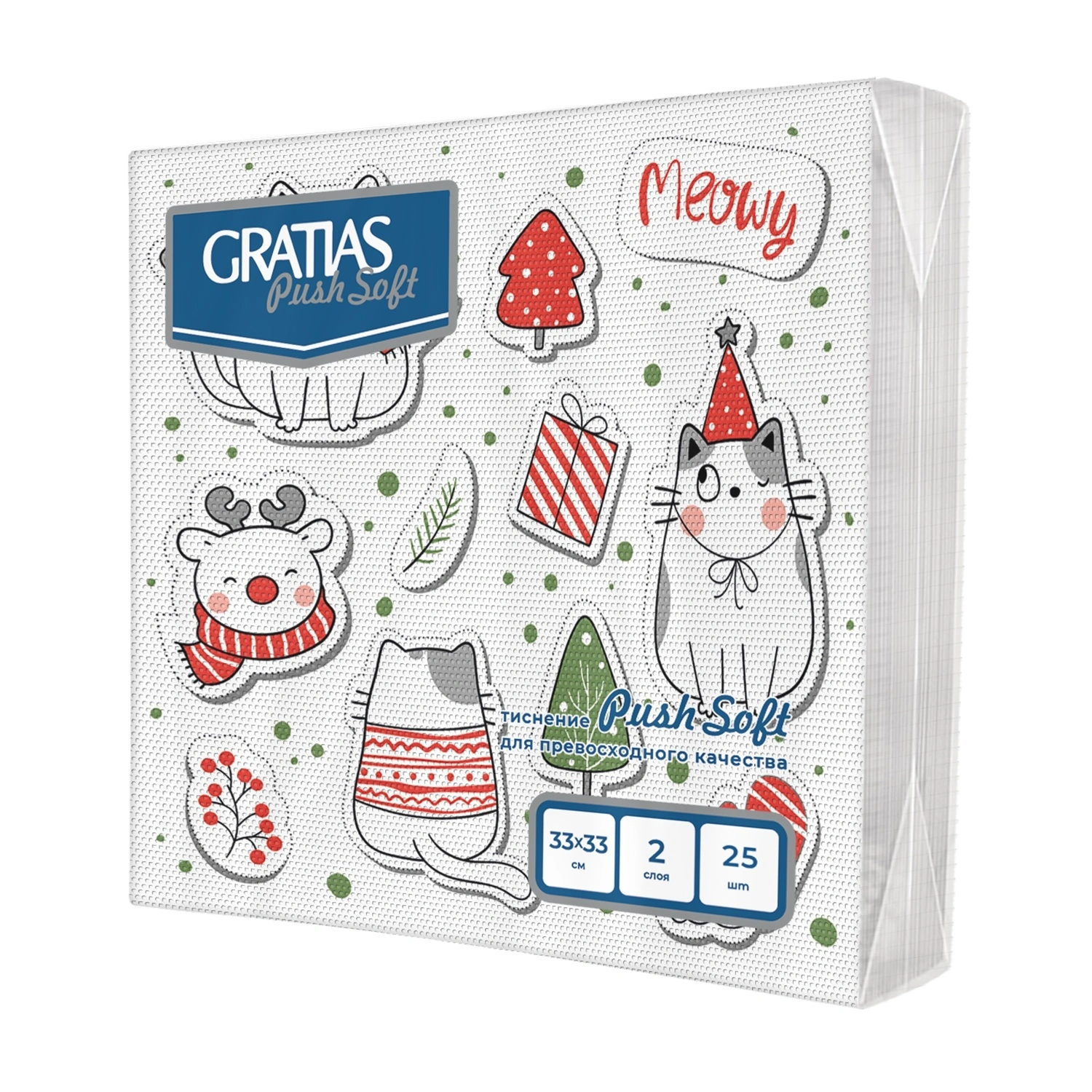 Салфетки бумажные Gratias «Котики» 25 шт.